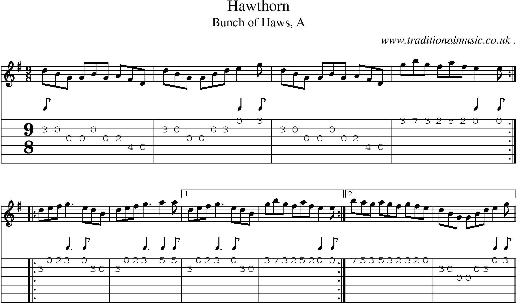 Sheet-Music and Guitar Tabs for Hawthorn