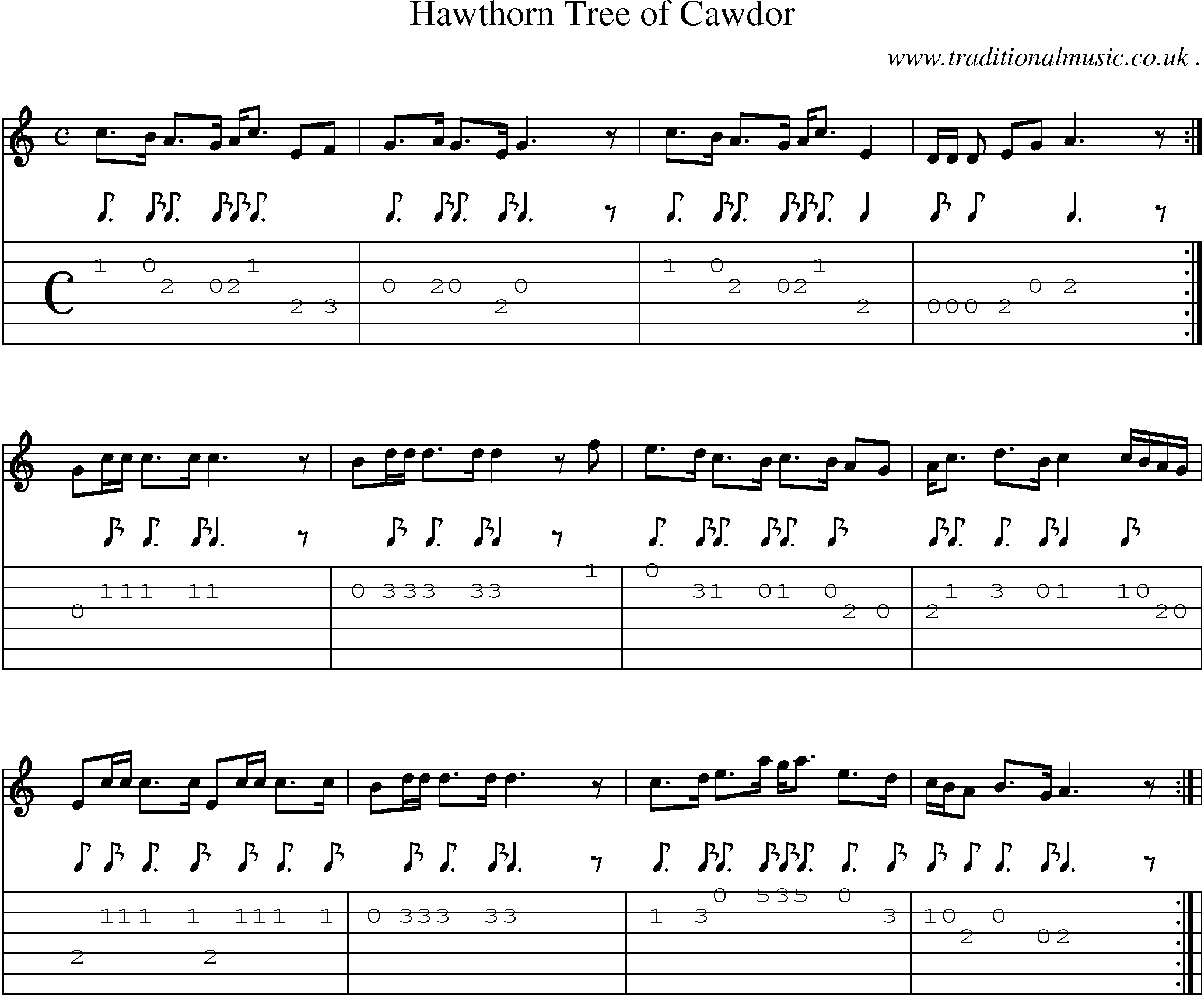 Sheet-Music and Guitar Tabs for Hawthorn Tree Of Cawdor