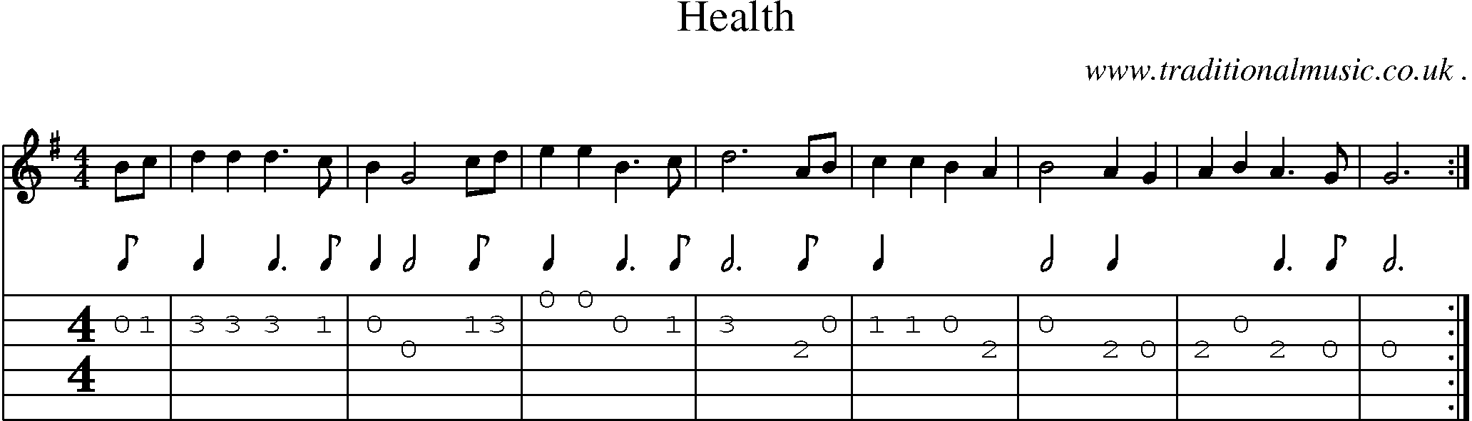Sheet-Music and Guitar Tabs for Health