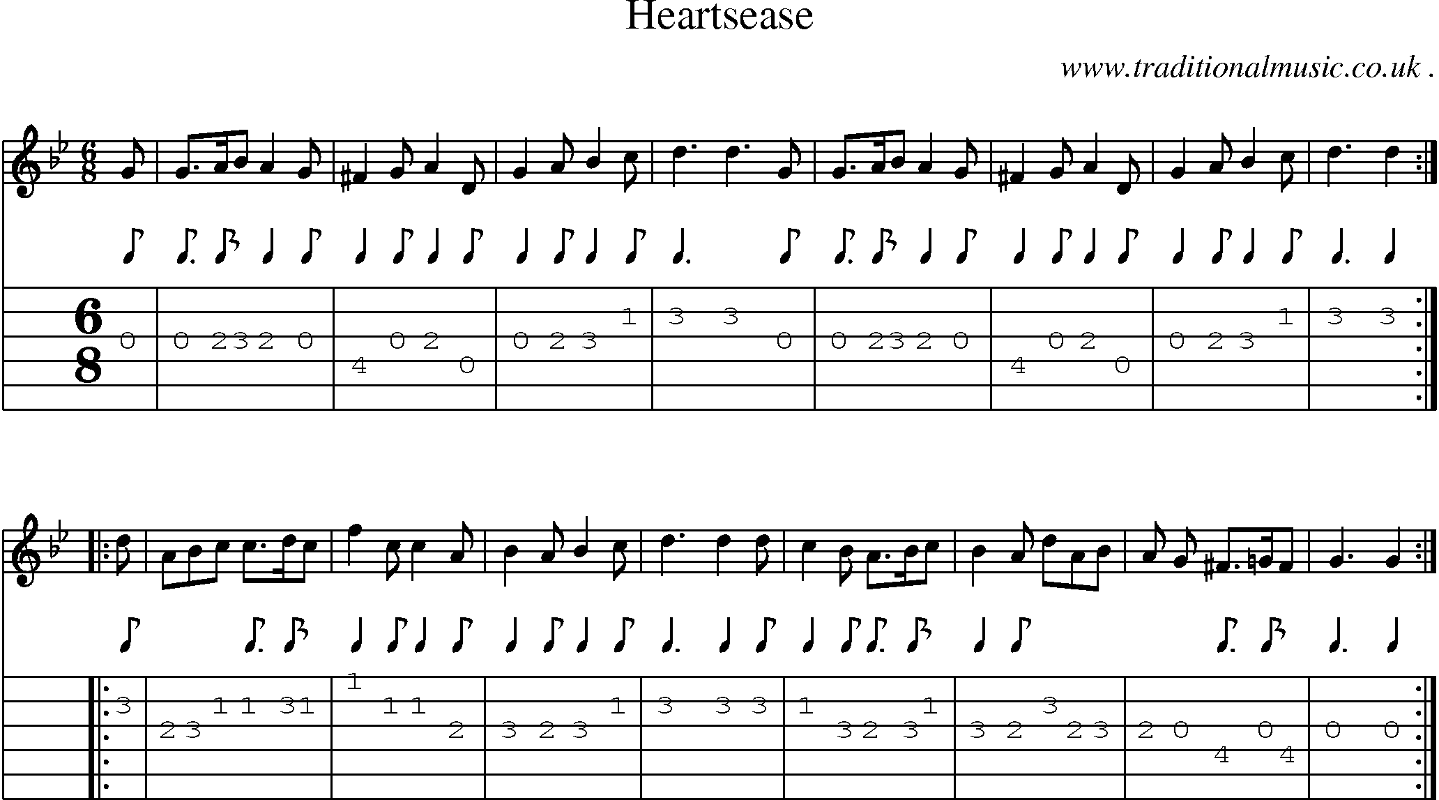 Sheet-Music and Guitar Tabs for Heartsease