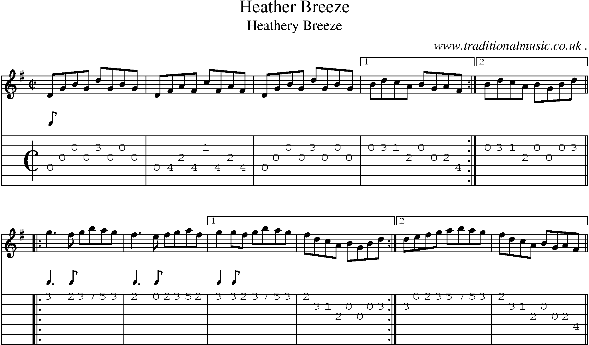 Sheet-Music and Guitar Tabs for Heather Breeze
