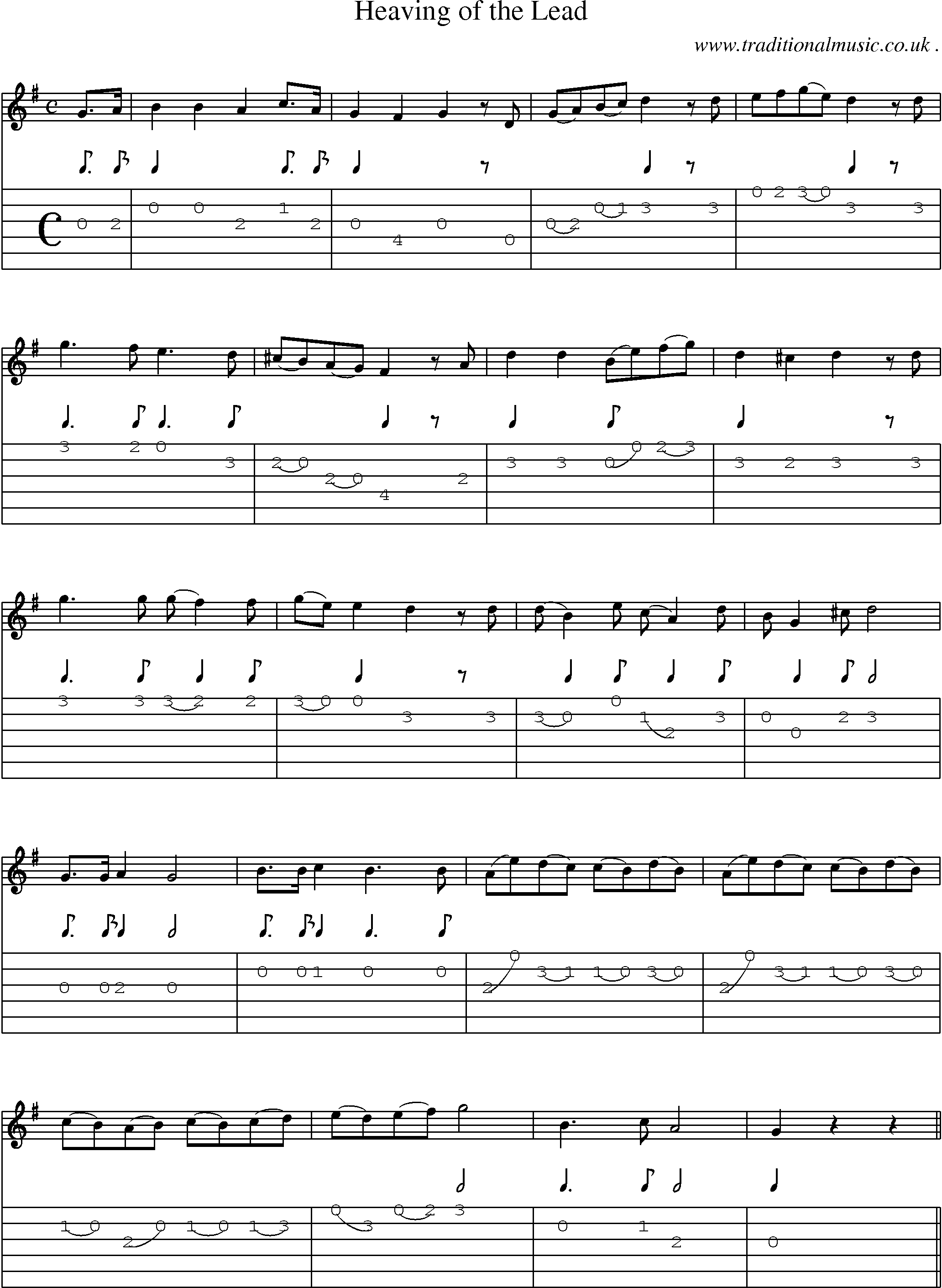 Sheet-Music and Guitar Tabs for Heaving Of The Lead