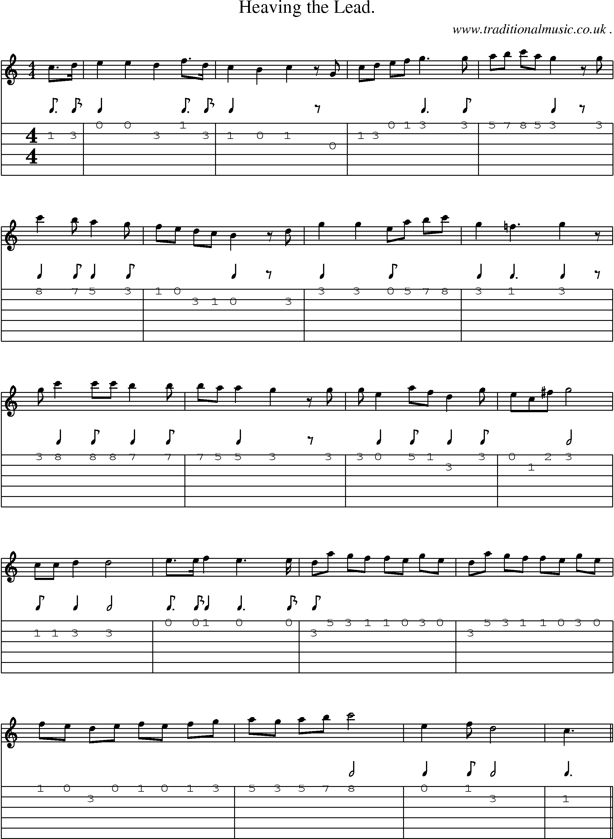 Sheet-Music and Guitar Tabs for Heaving The Lead