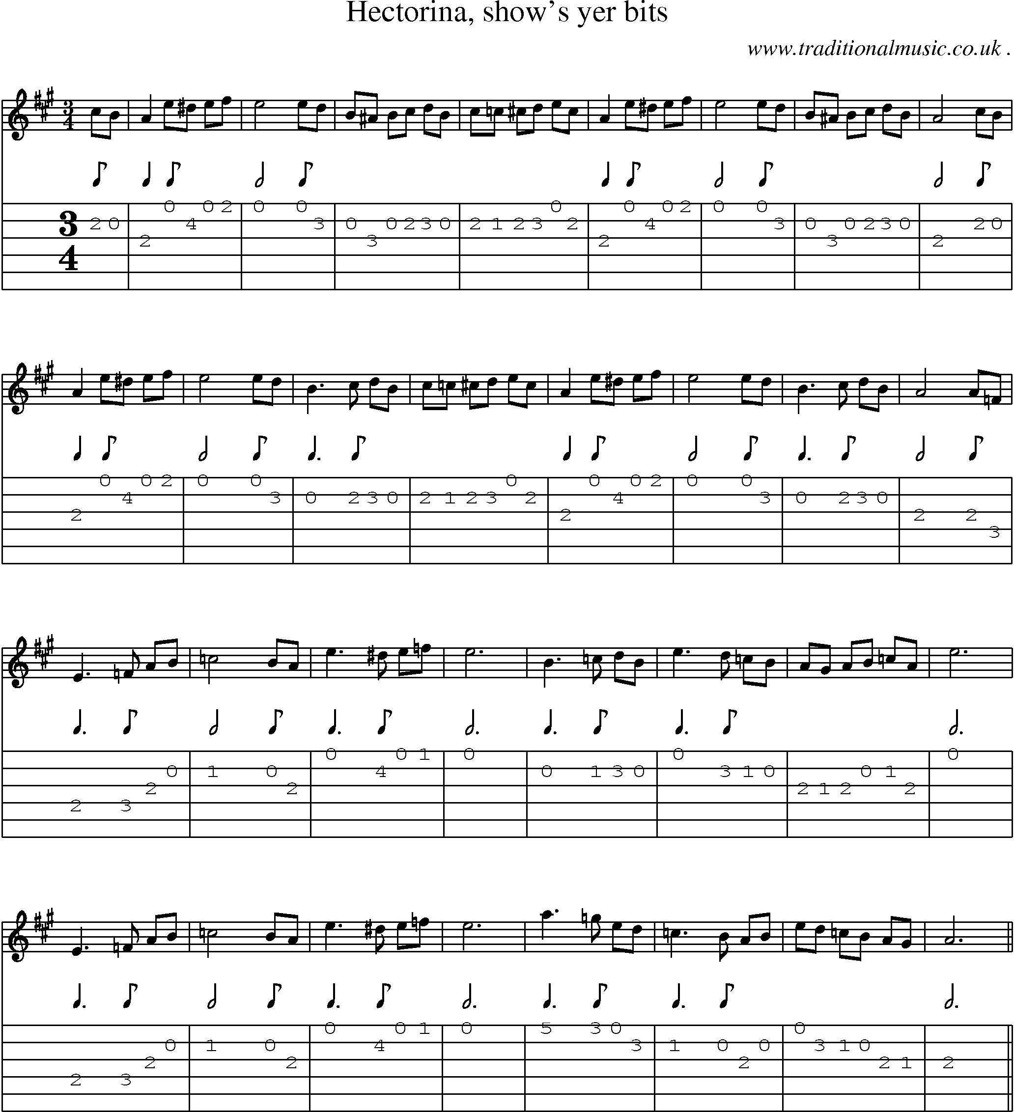 Sheet-Music and Guitar Tabs for Hectorina Shows Yer Bits