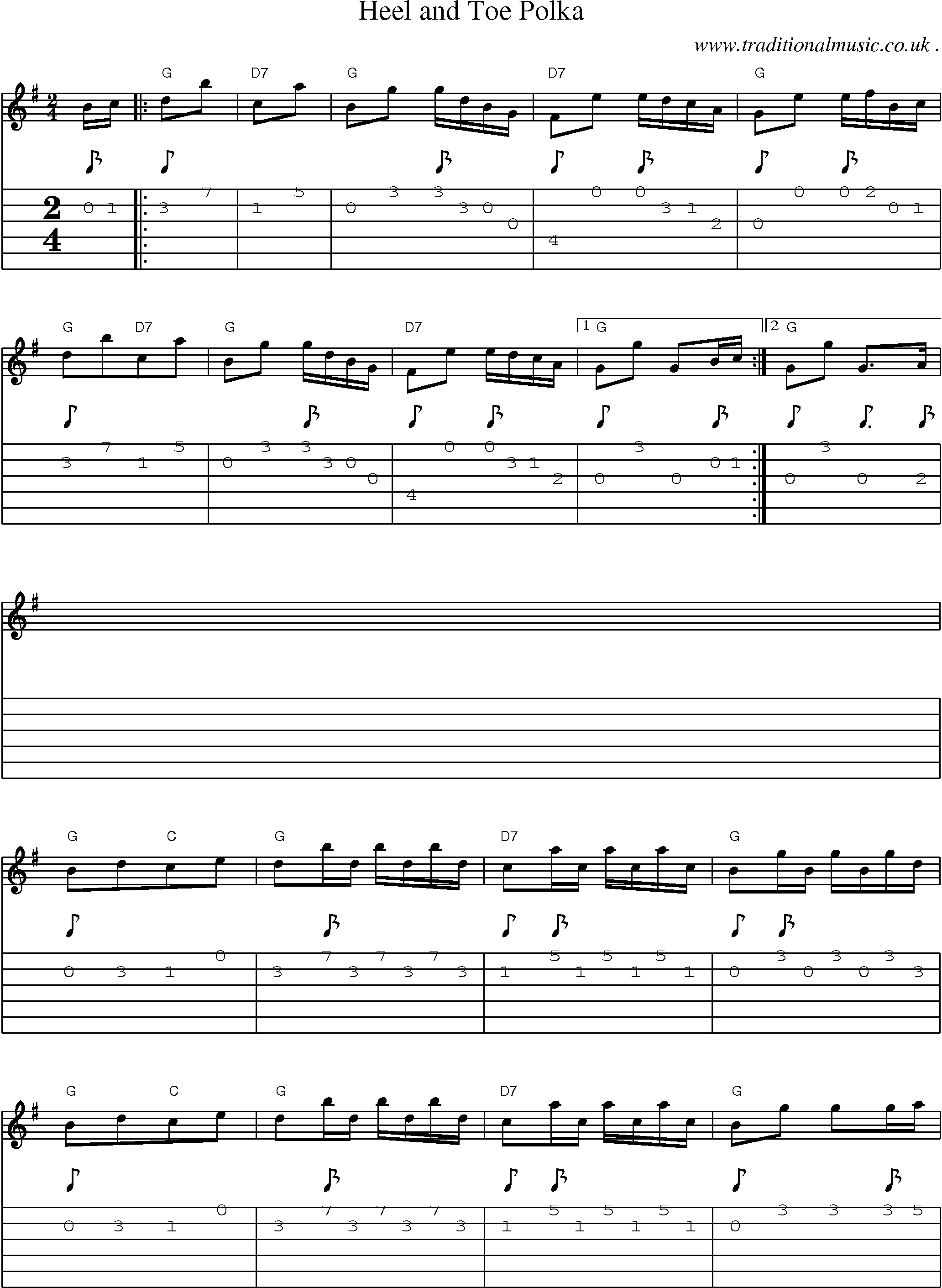 Sheet-Music and Guitar Tabs for Heel And Toe Polka