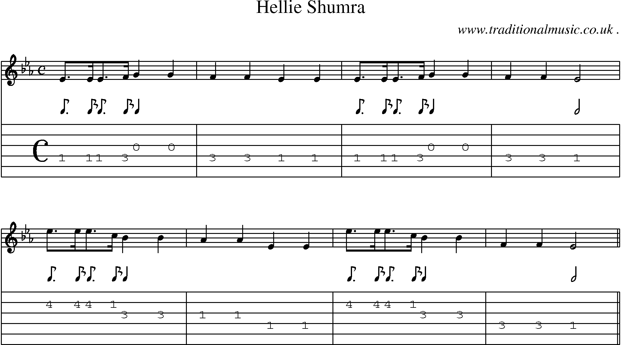 Sheet-Music and Guitar Tabs for Hellie Shumra