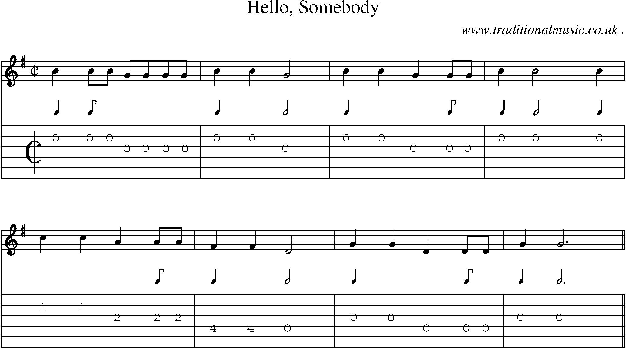 Sheet-Music and Guitar Tabs for Hello Somebody