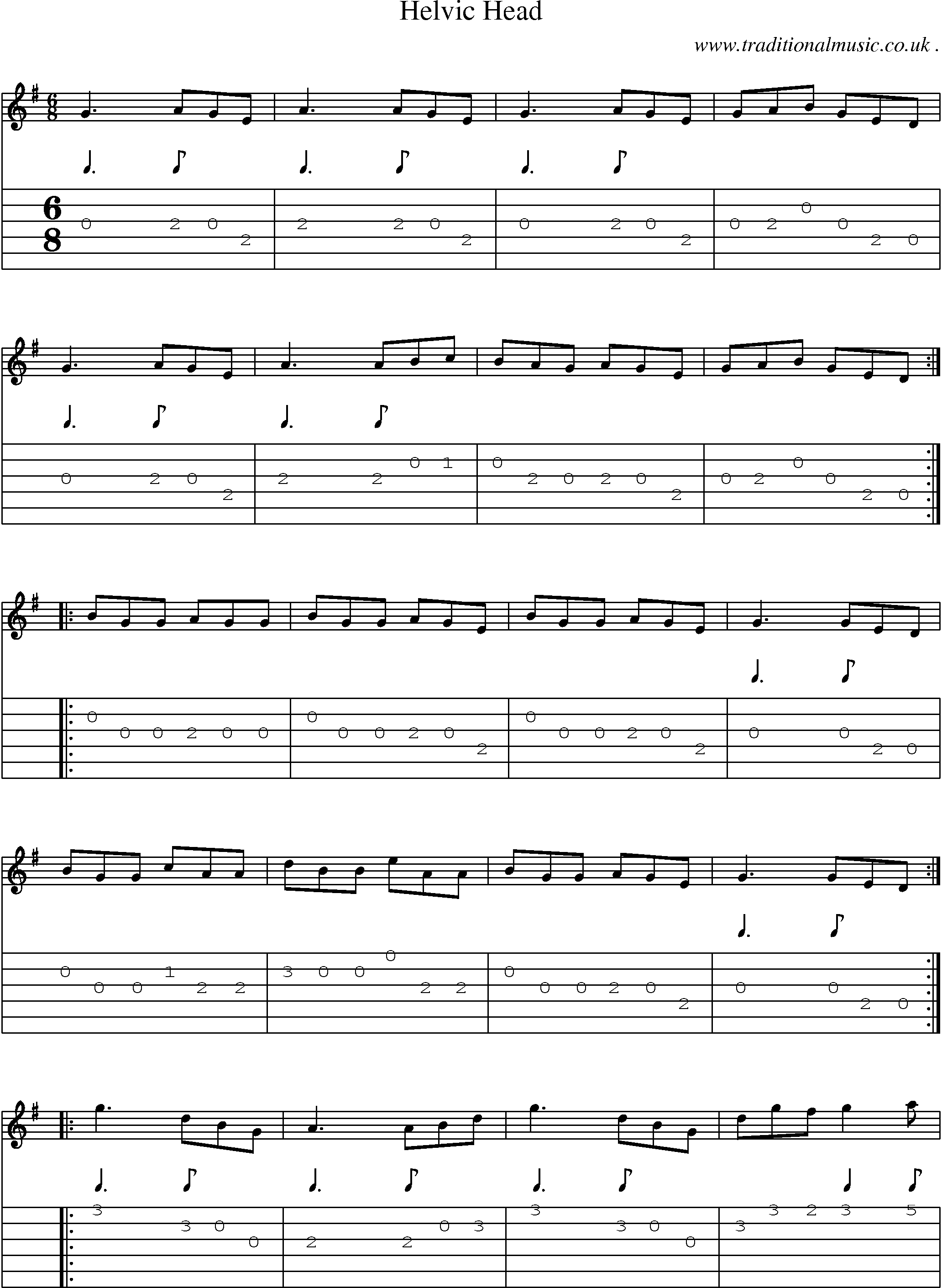 Sheet-Music and Guitar Tabs for Helvic Head