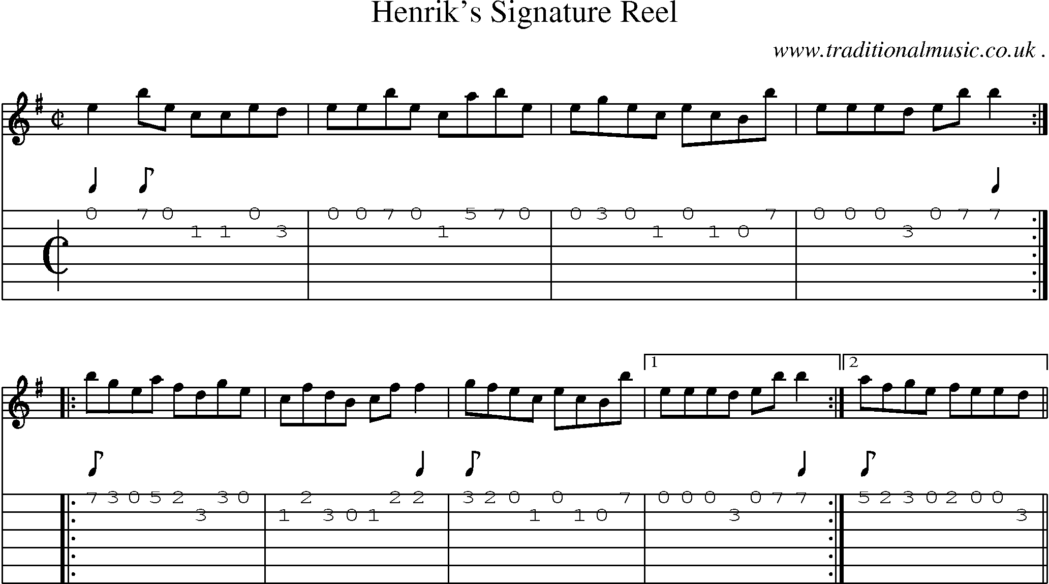 Sheet-Music and Guitar Tabs for Henriks Signature Reel