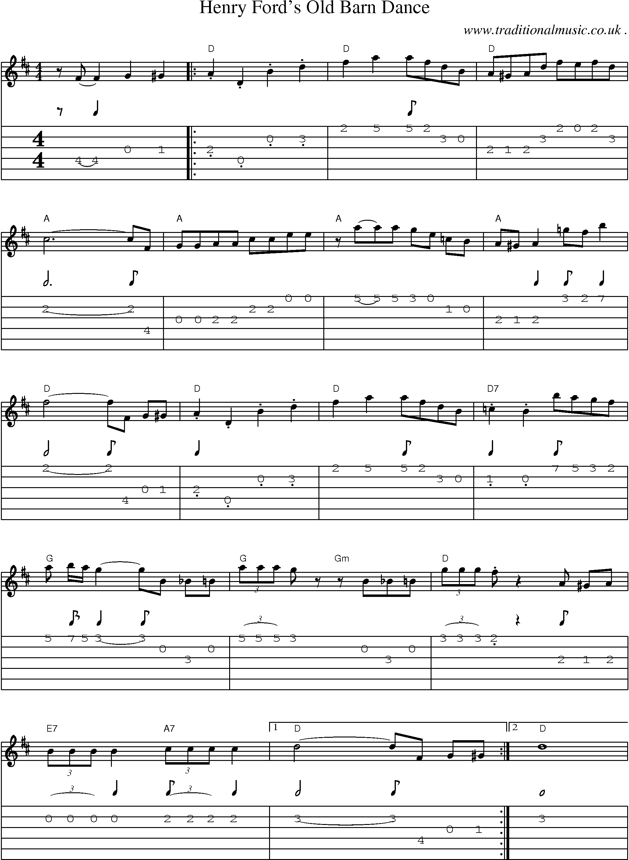 Sheet-Music and Guitar Tabs for Henry Fords Old Barn Dance