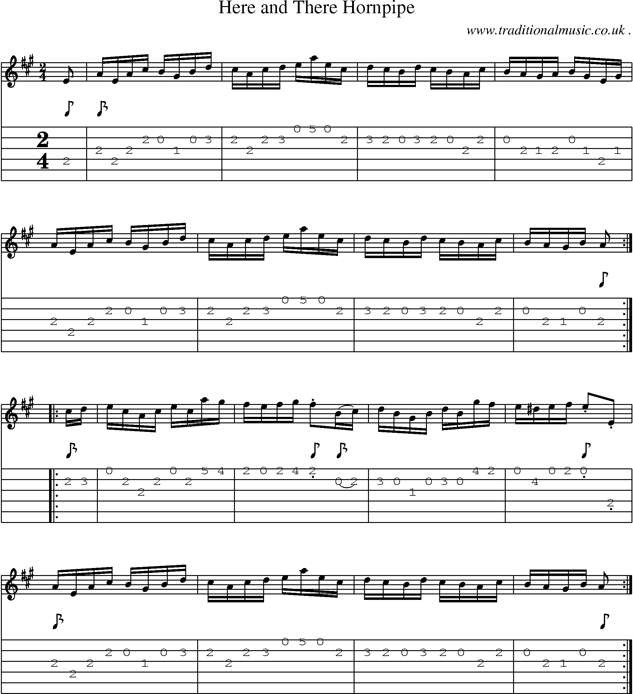 Sheet-Music and Guitar Tabs for Here And There Hornpipe