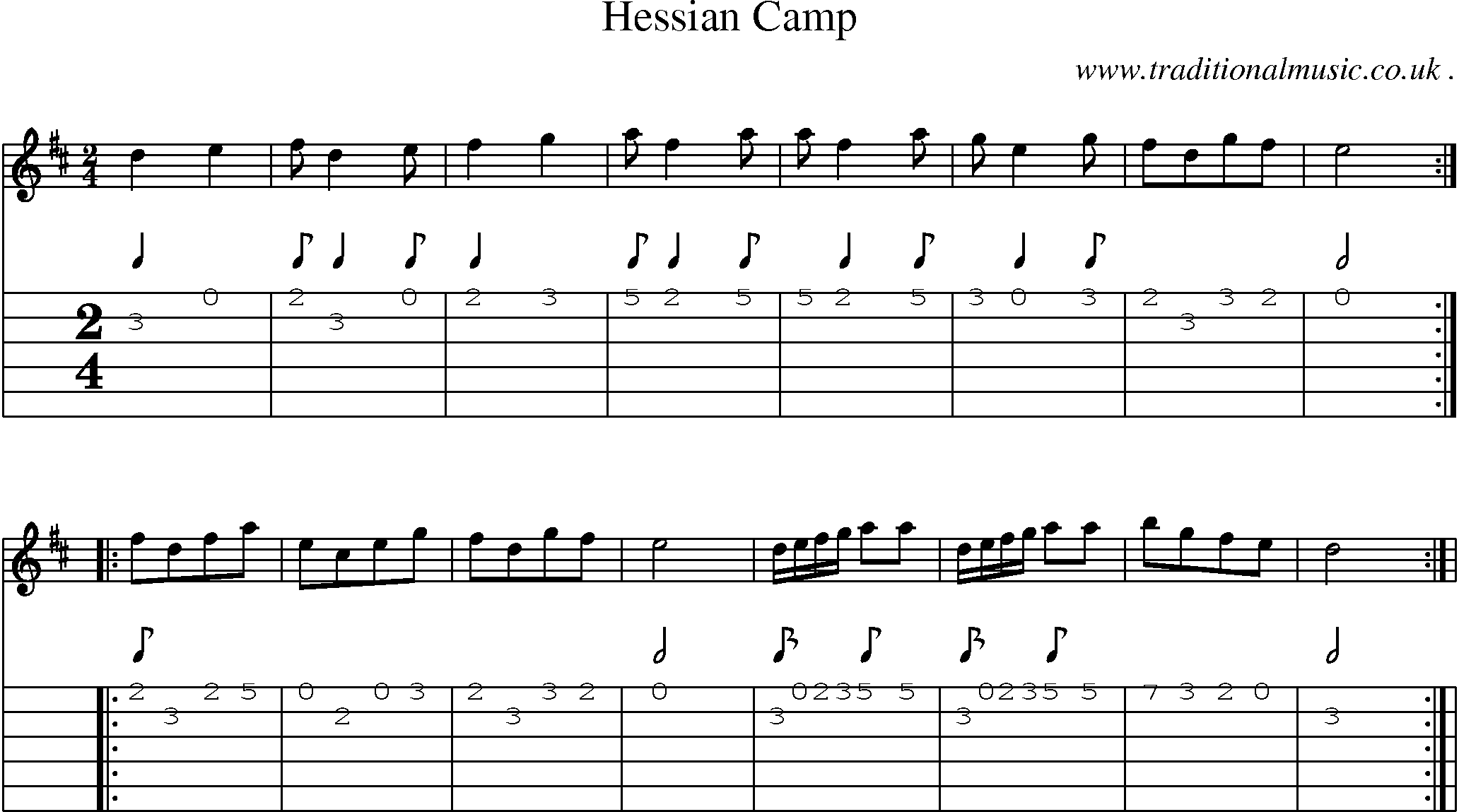 Sheet-Music and Guitar Tabs for Hessian Camp