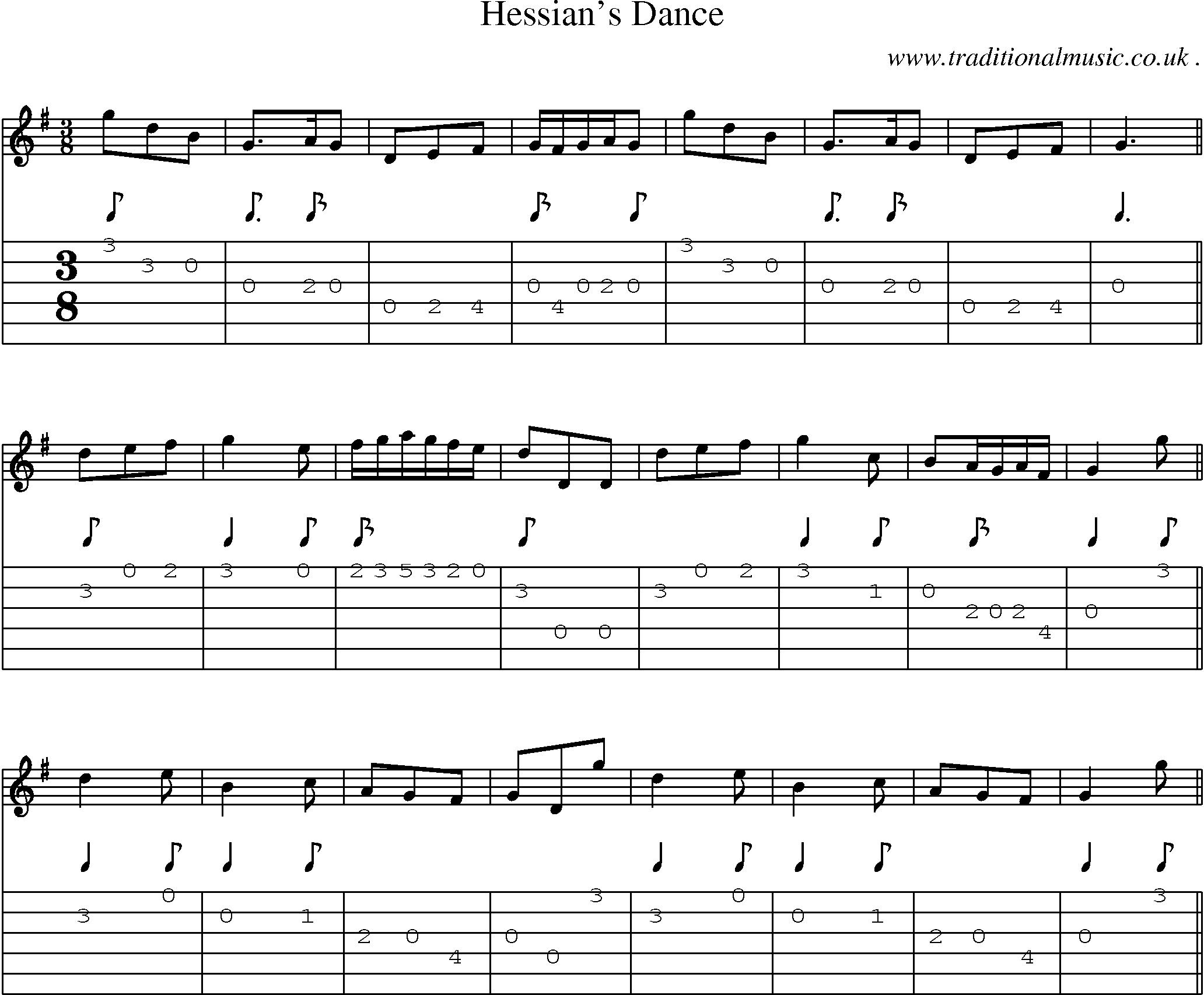 Sheet-Music and Guitar Tabs for Hessians Dance