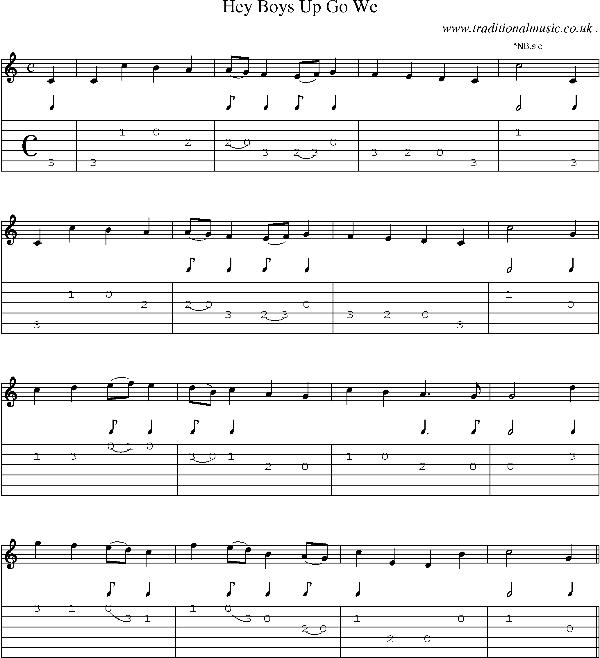 Sheet-Music and Guitar Tabs for Hey Boys Up Go We