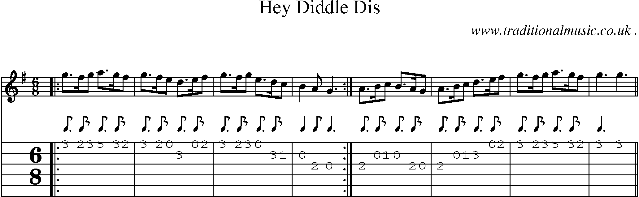 Sheet-Music and Guitar Tabs for Hey Diddle Dis
