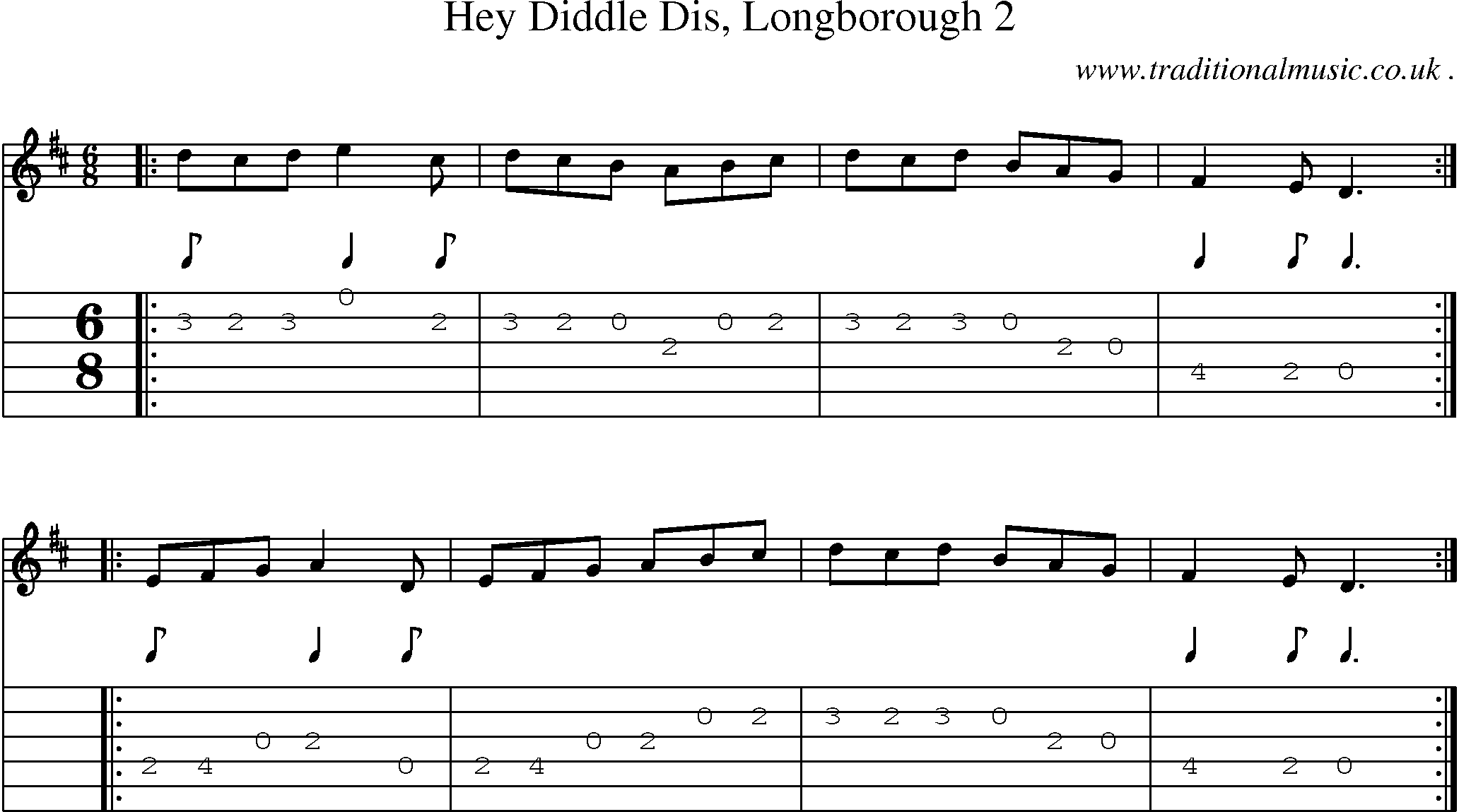Sheet-Music and Guitar Tabs for Hey Diddle Dis Longborough 2