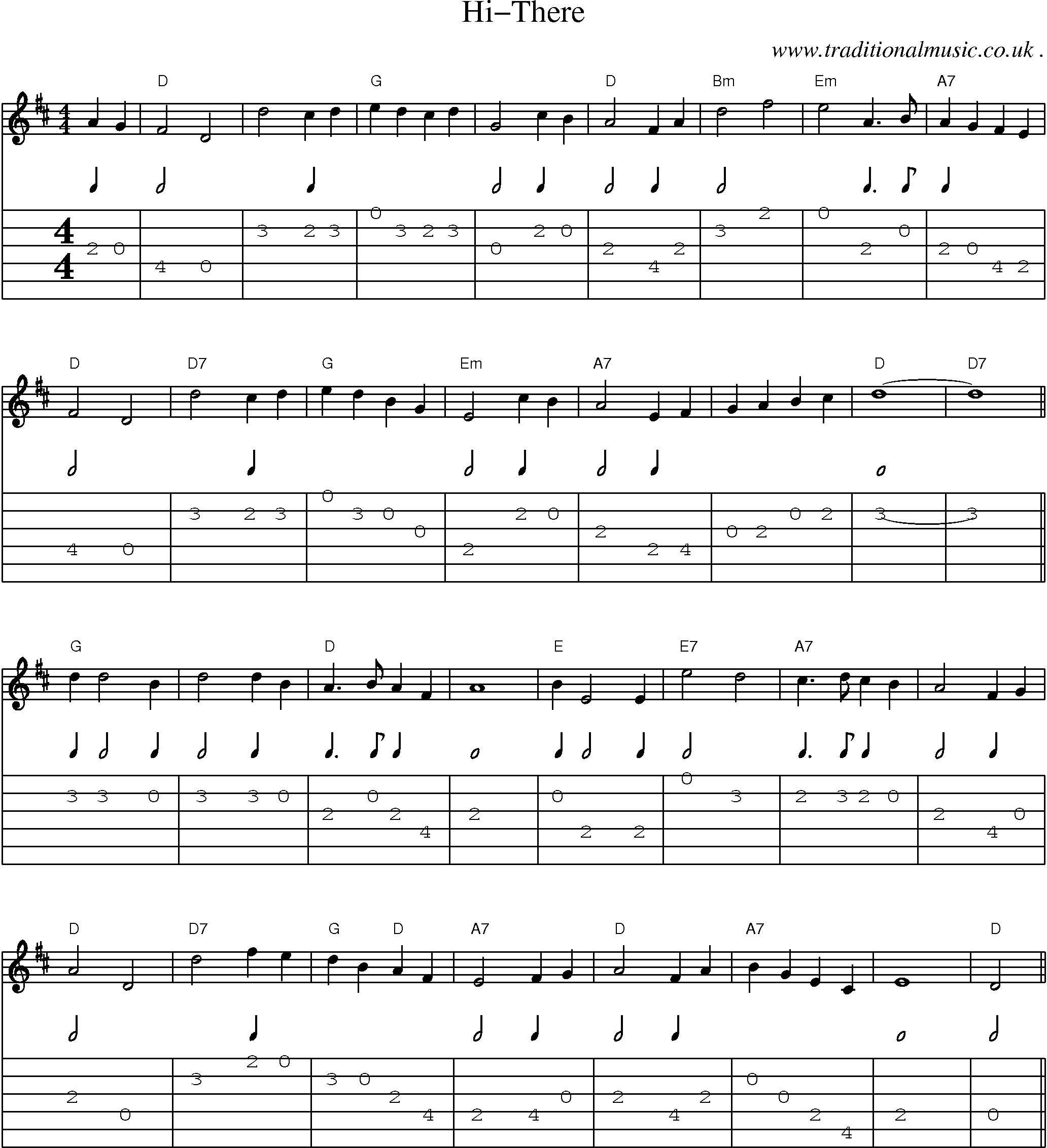 Sheet-Music and Guitar Tabs for Hi-there