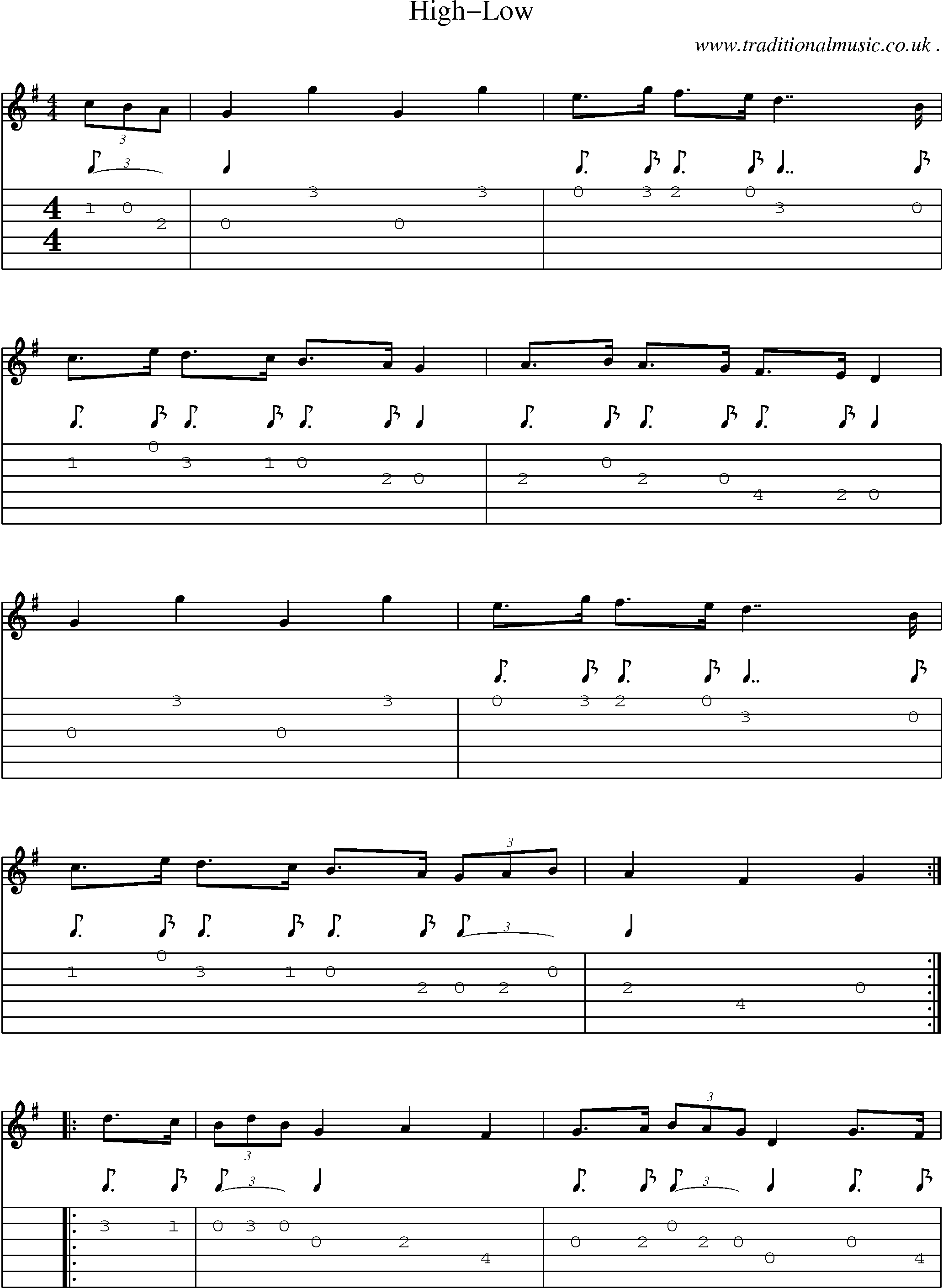 Sheet-Music and Guitar Tabs for High-low