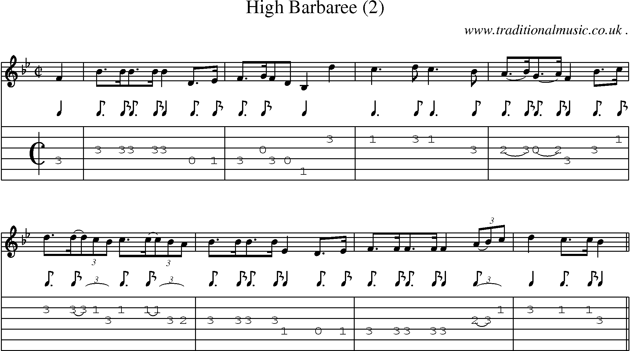 Sheet-Music and Guitar Tabs for High Barbaree (2)