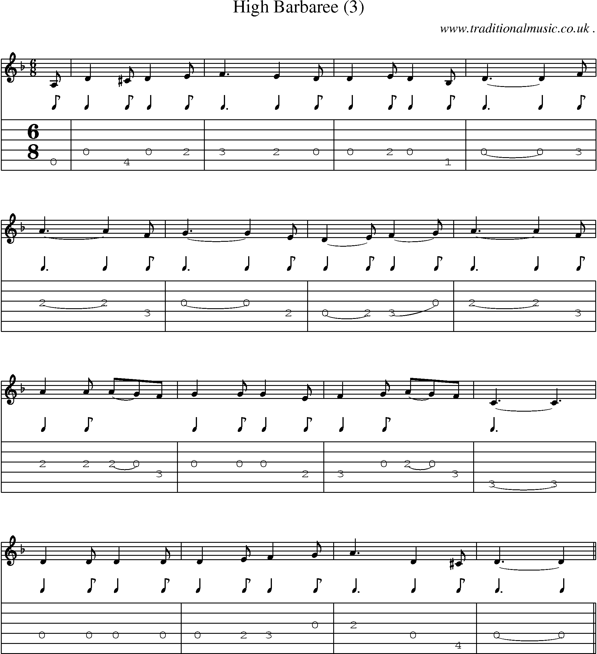Sheet-Music and Guitar Tabs for High Barbaree (3)