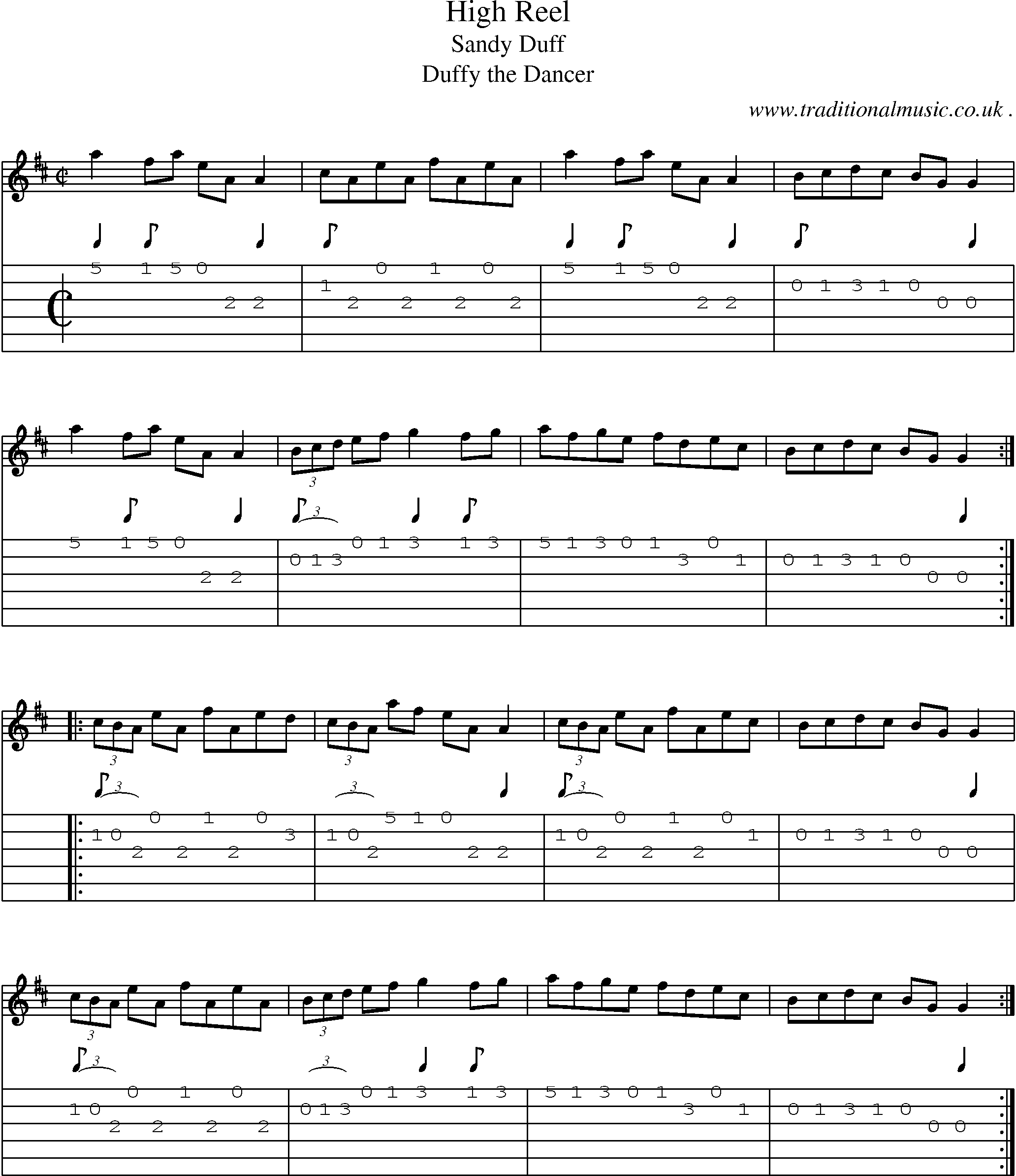 Sheet-Music and Guitar Tabs for High Reel