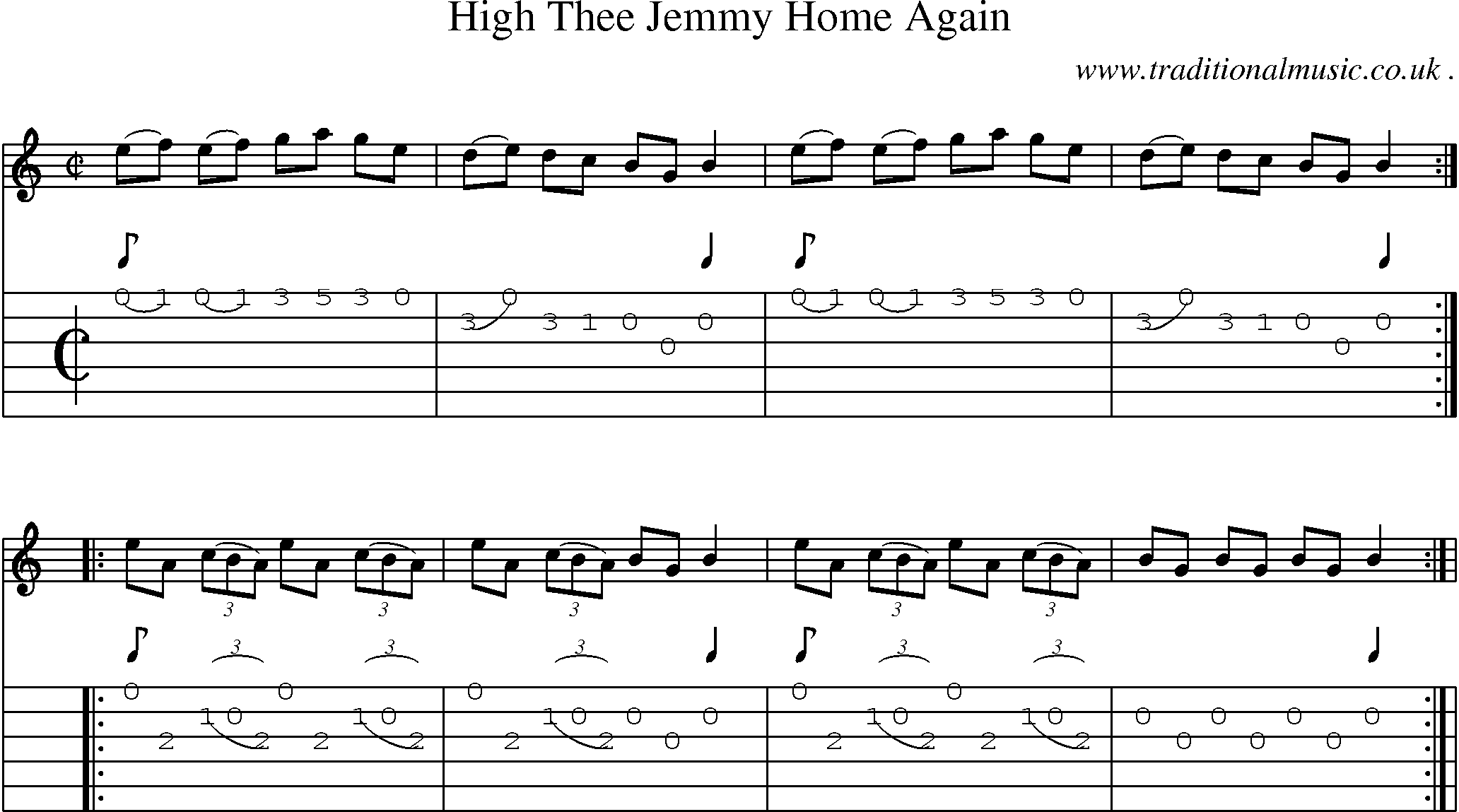 Sheet-Music and Guitar Tabs for High Thee Jemmy Home Again