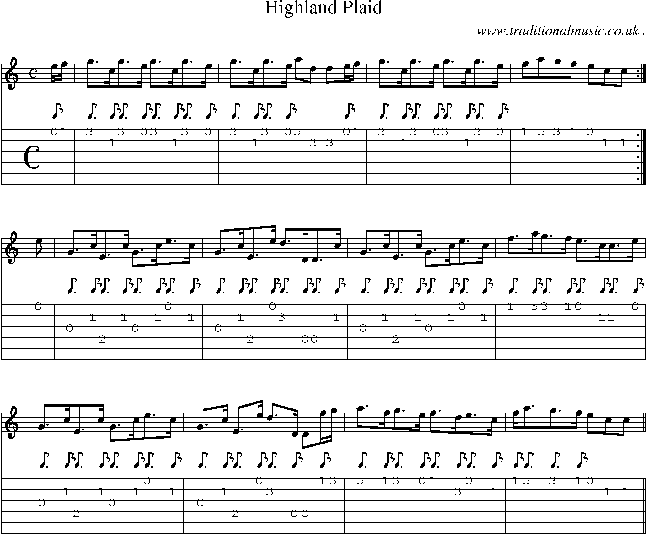 Sheet-Music and Guitar Tabs for Highland Plaid