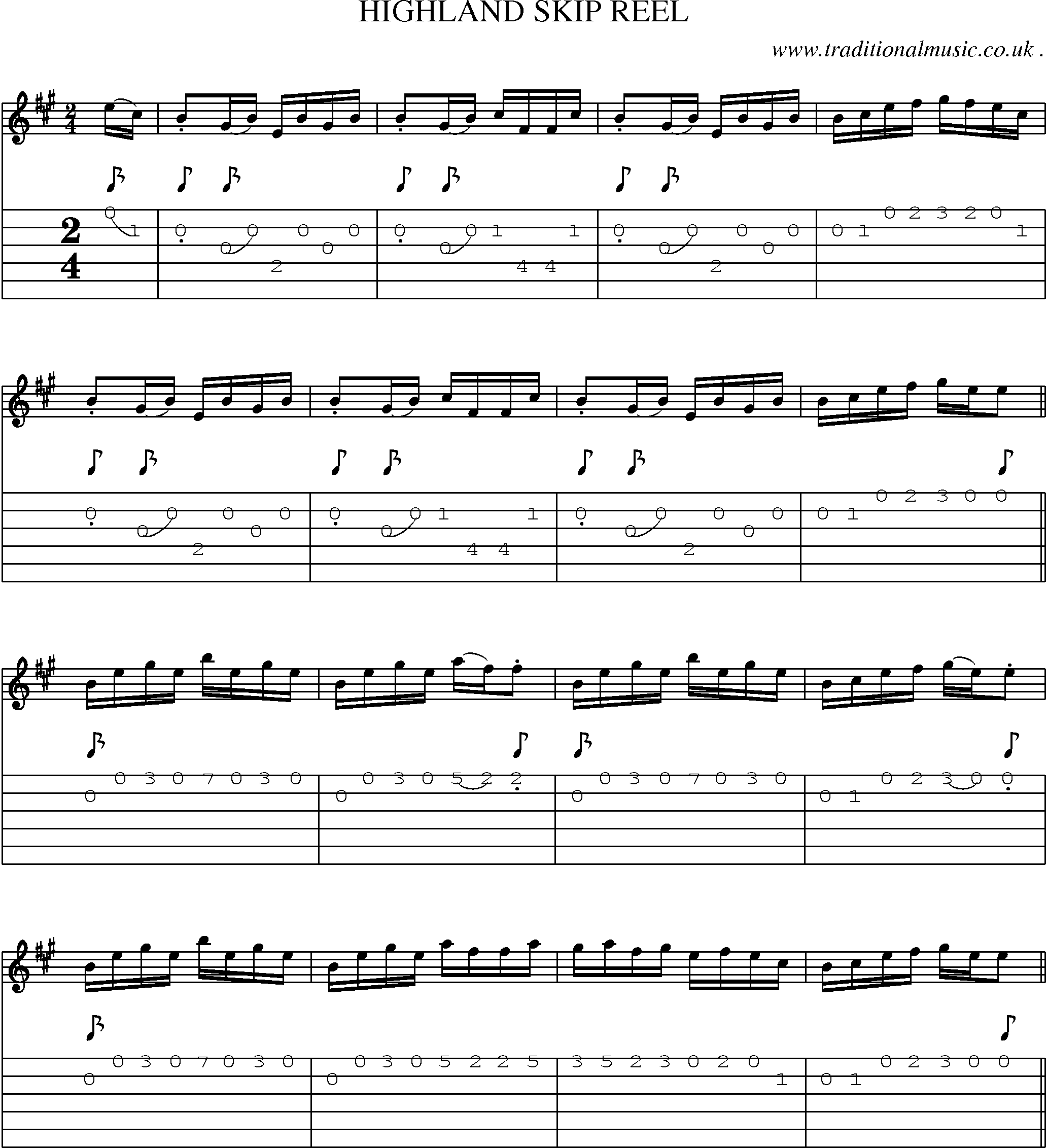 Sheet-Music and Guitar Tabs for Highland Skip Reel