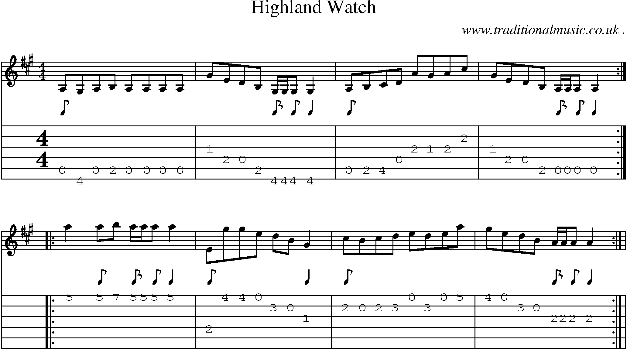 Sheet-Music and Guitar Tabs for Highland Watch