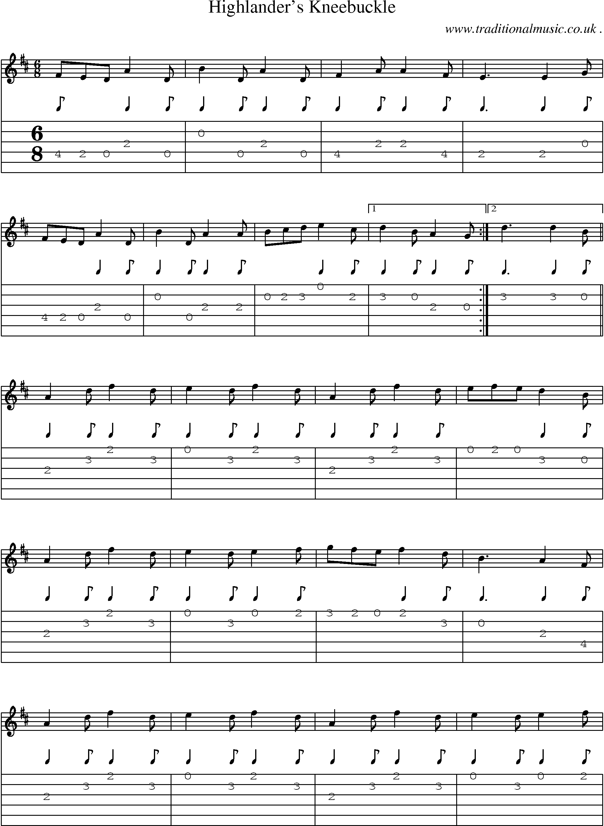 Sheet-Music and Guitar Tabs for Highlanders Kneebuckle