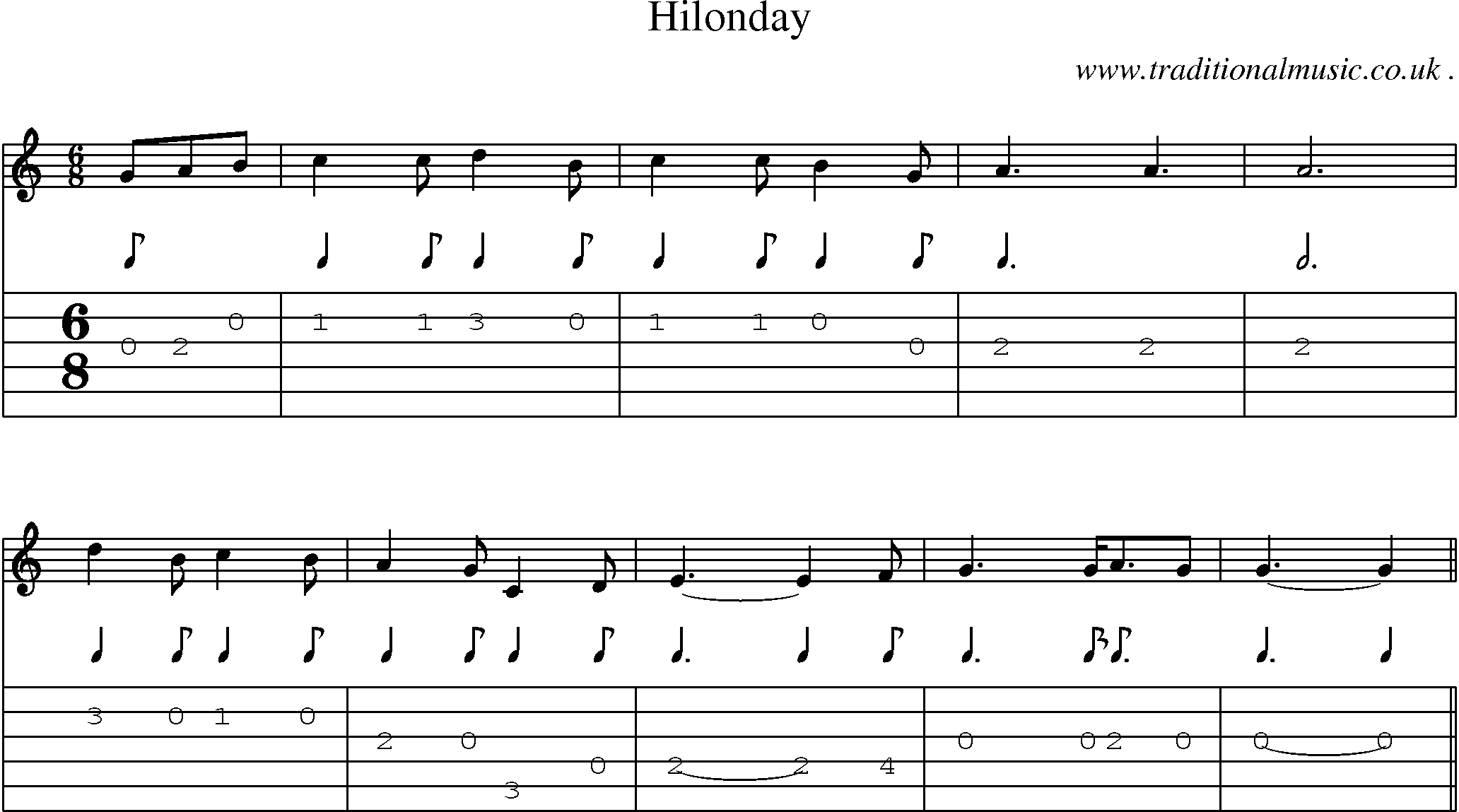 Sheet-Music and Guitar Tabs for Hilonday