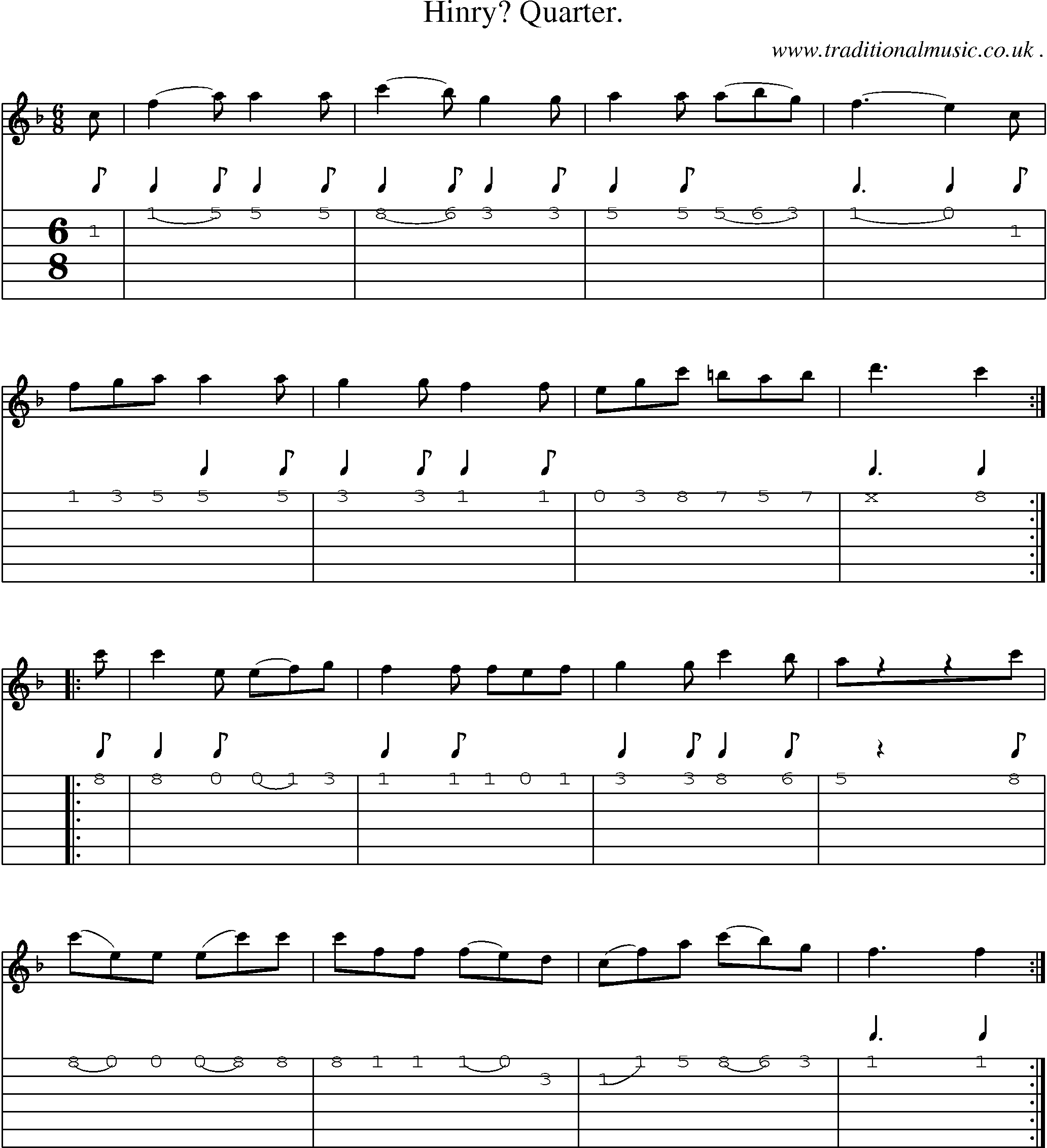 Sheet-Music and Guitar Tabs for Hinry Quarter