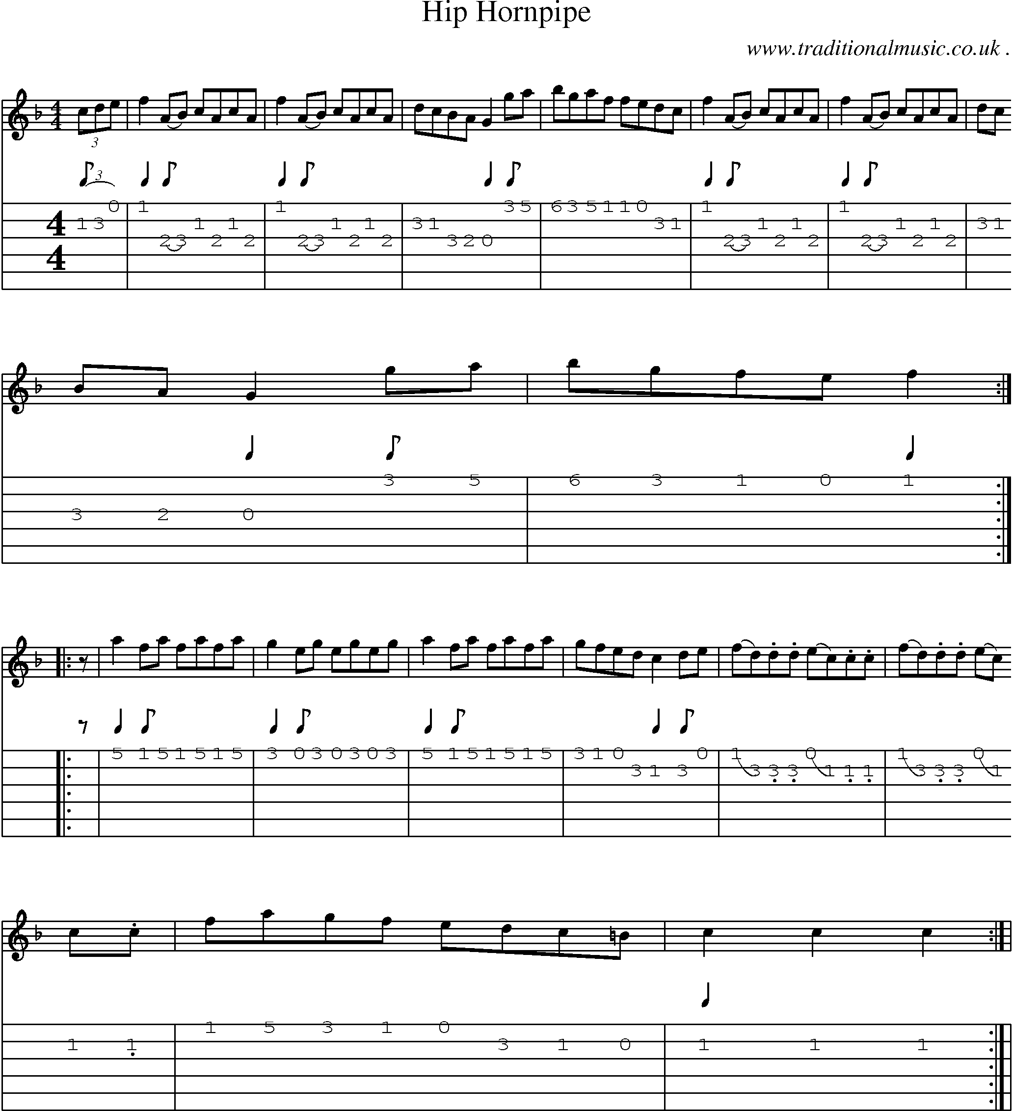 Sheet-Music and Guitar Tabs for Hip Hornpipe