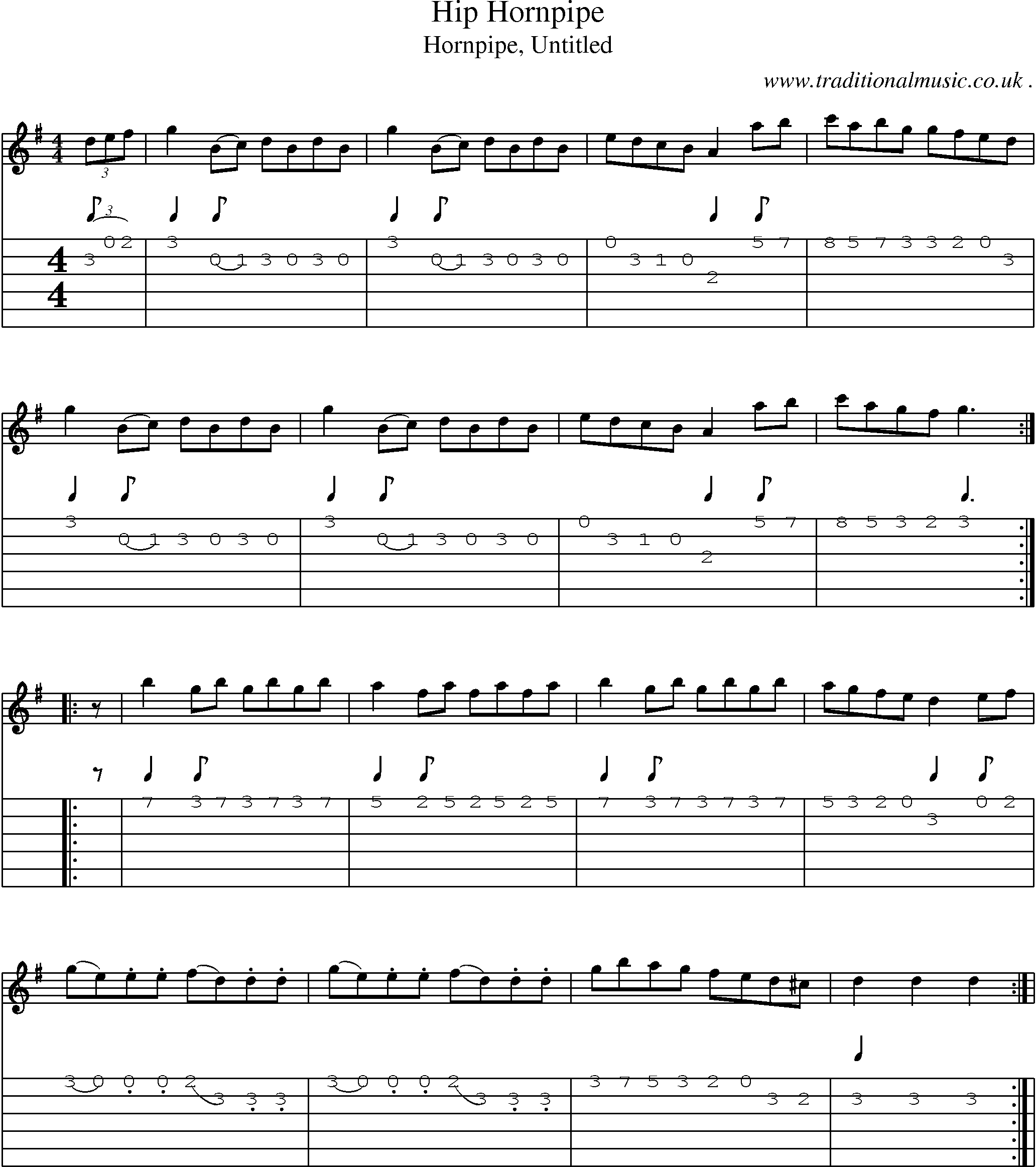 Sheet-Music and Guitar Tabs for Hip Hornpipe 