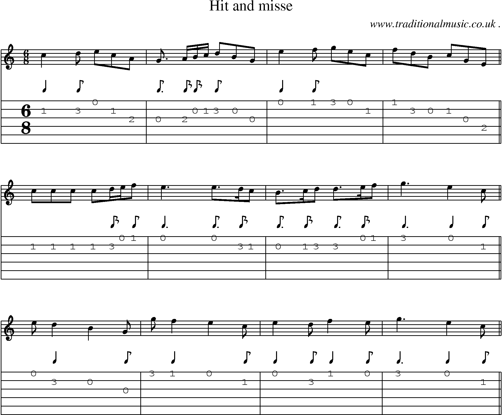 Sheet-Music and Guitar Tabs for Hit And Misse