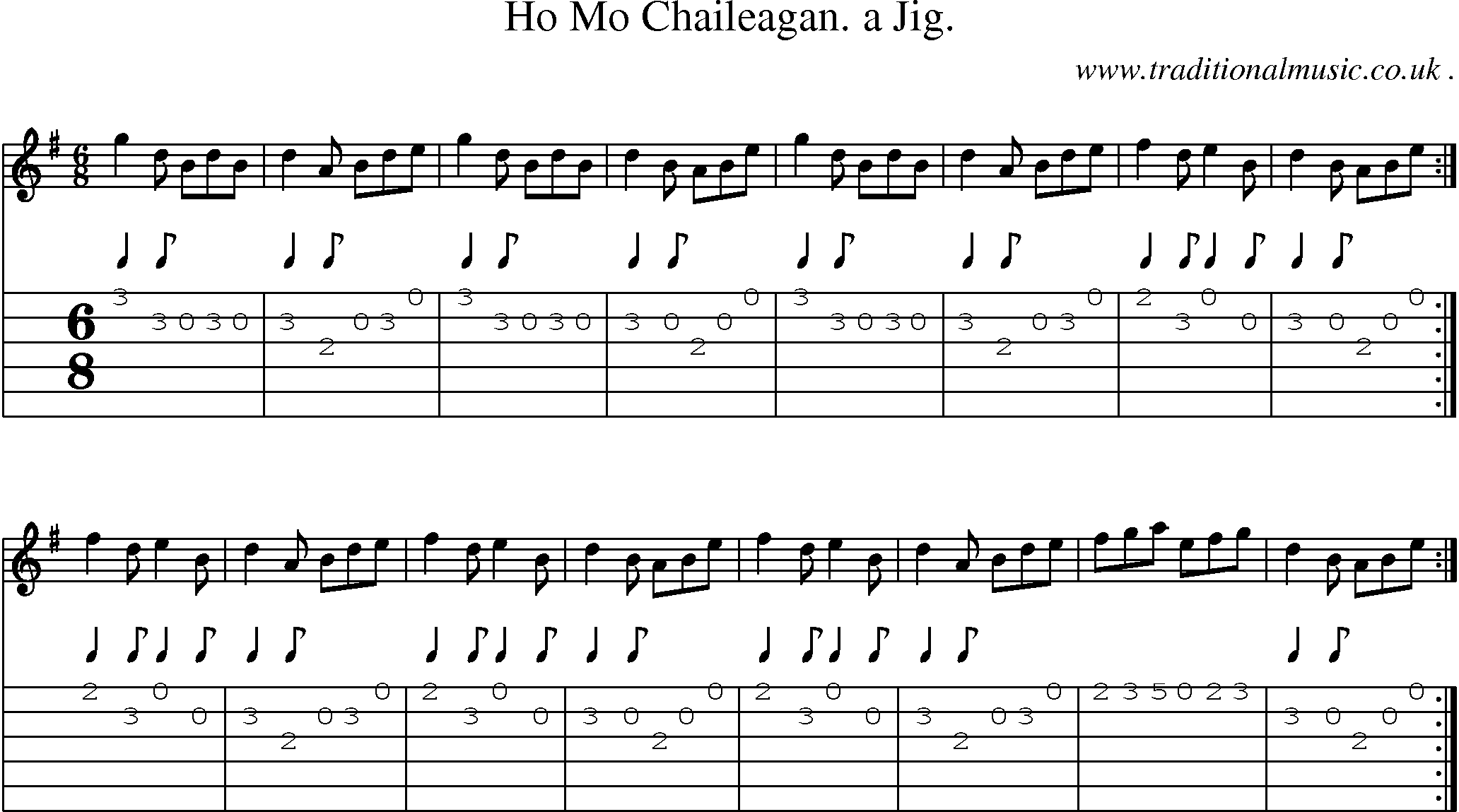 Sheet-Music and Guitar Tabs for Ho Mo Chaileagan A Jig