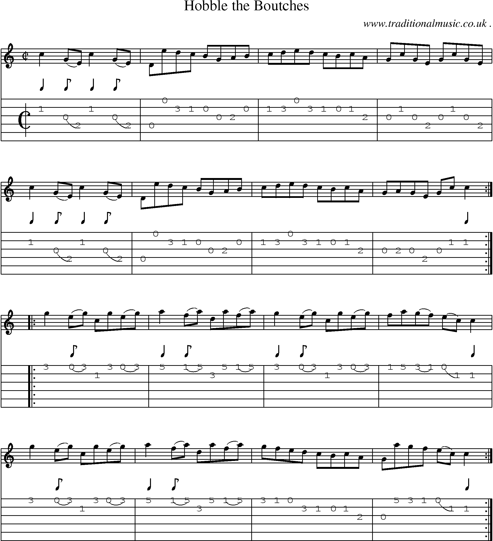 Sheet-Music and Guitar Tabs for Hobble The Boutches