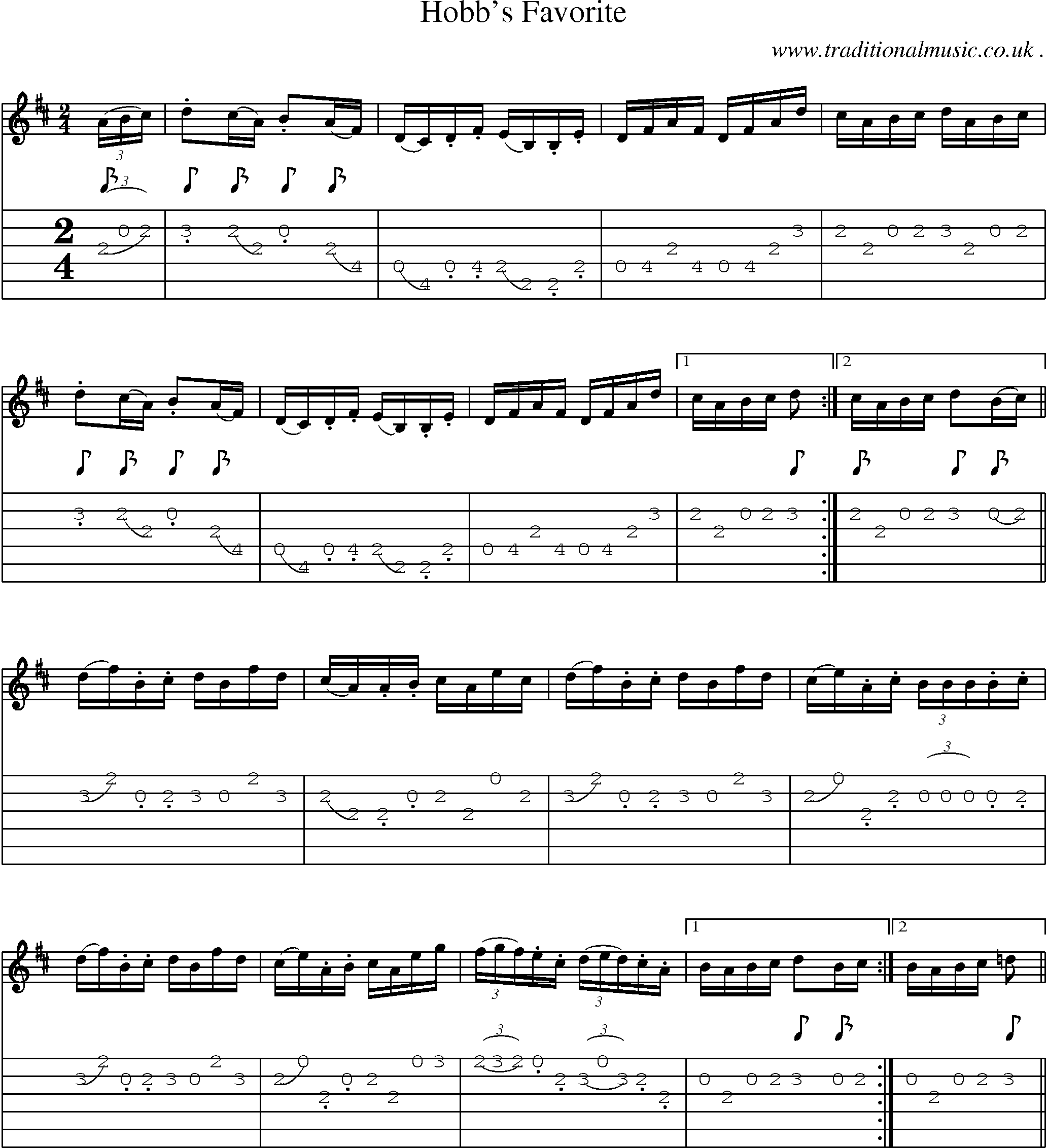 Sheet-Music and Guitar Tabs for Hobbs Favorite