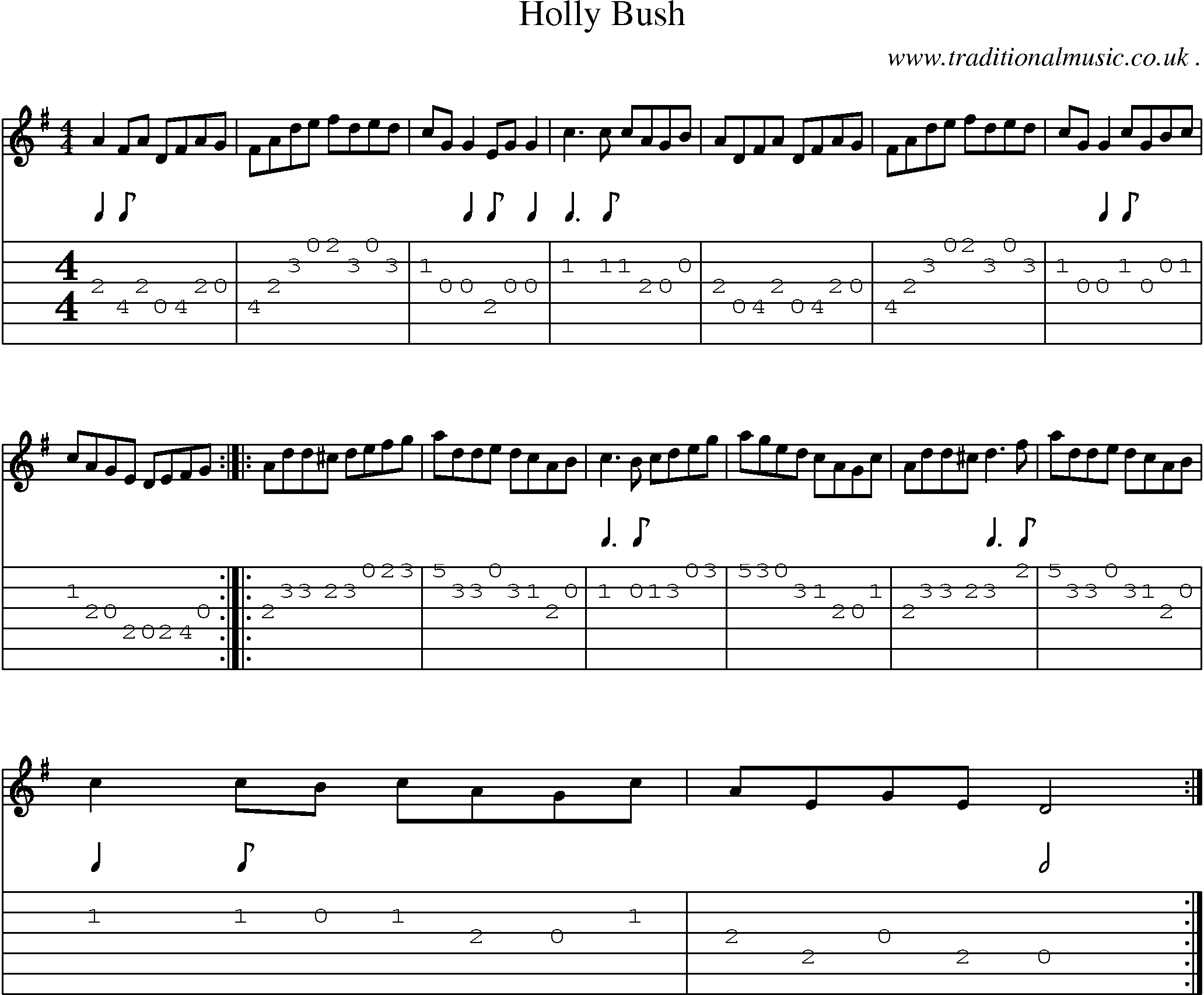 Sheet-Music and Guitar Tabs for Holly Bush