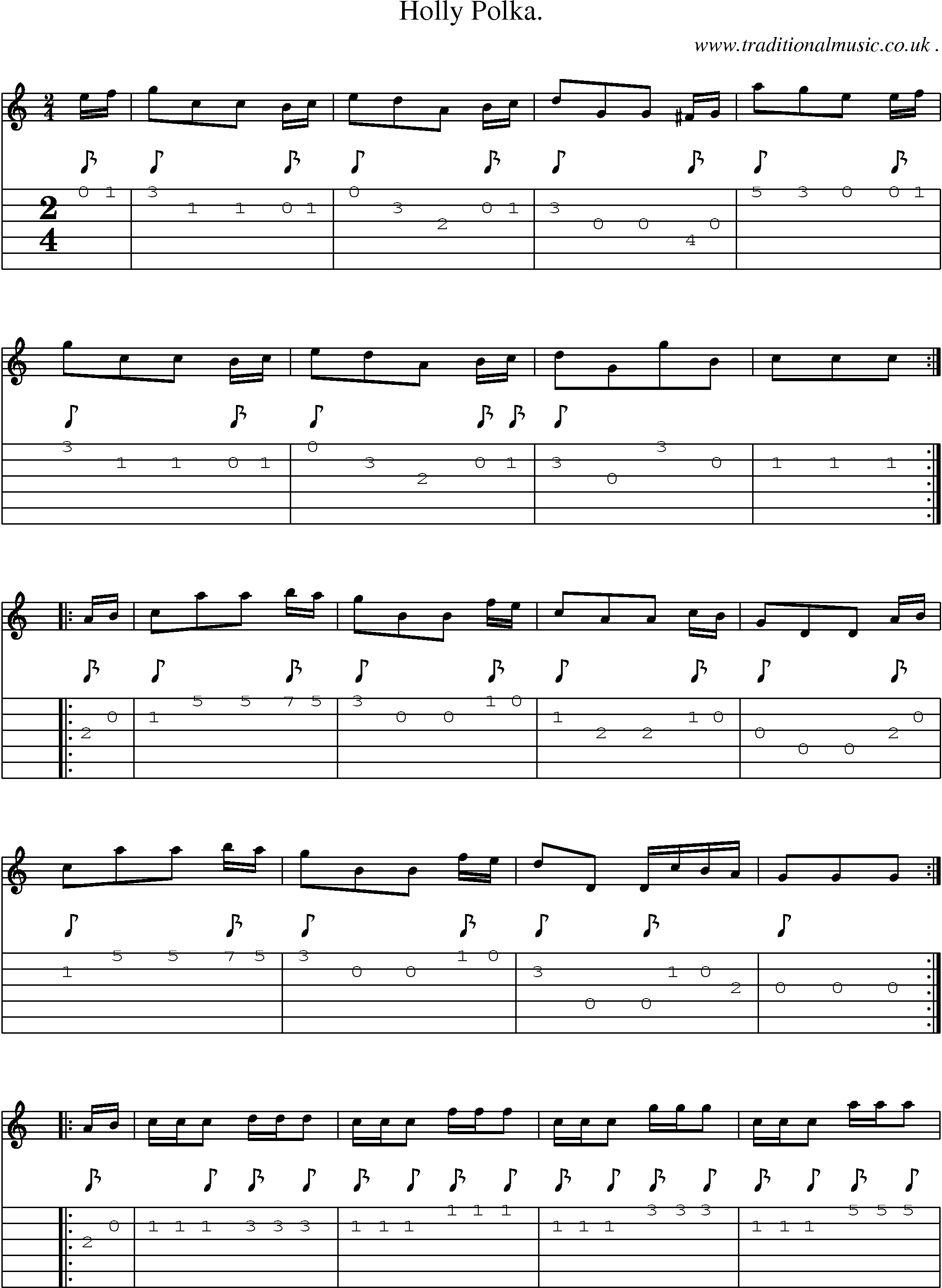 Sheet-Music and Guitar Tabs for Holly Polka