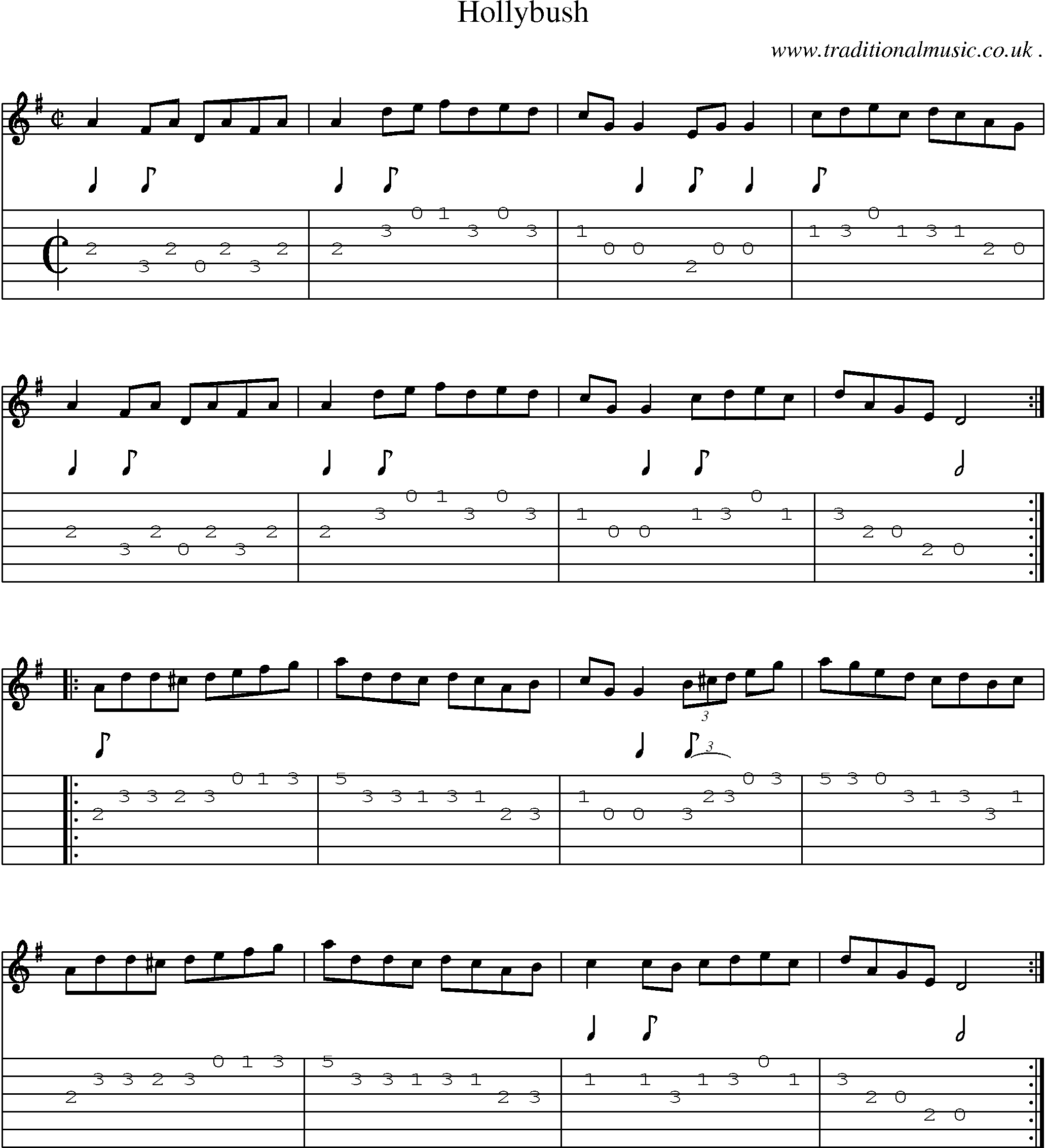 Sheet-Music and Guitar Tabs for Hollybush