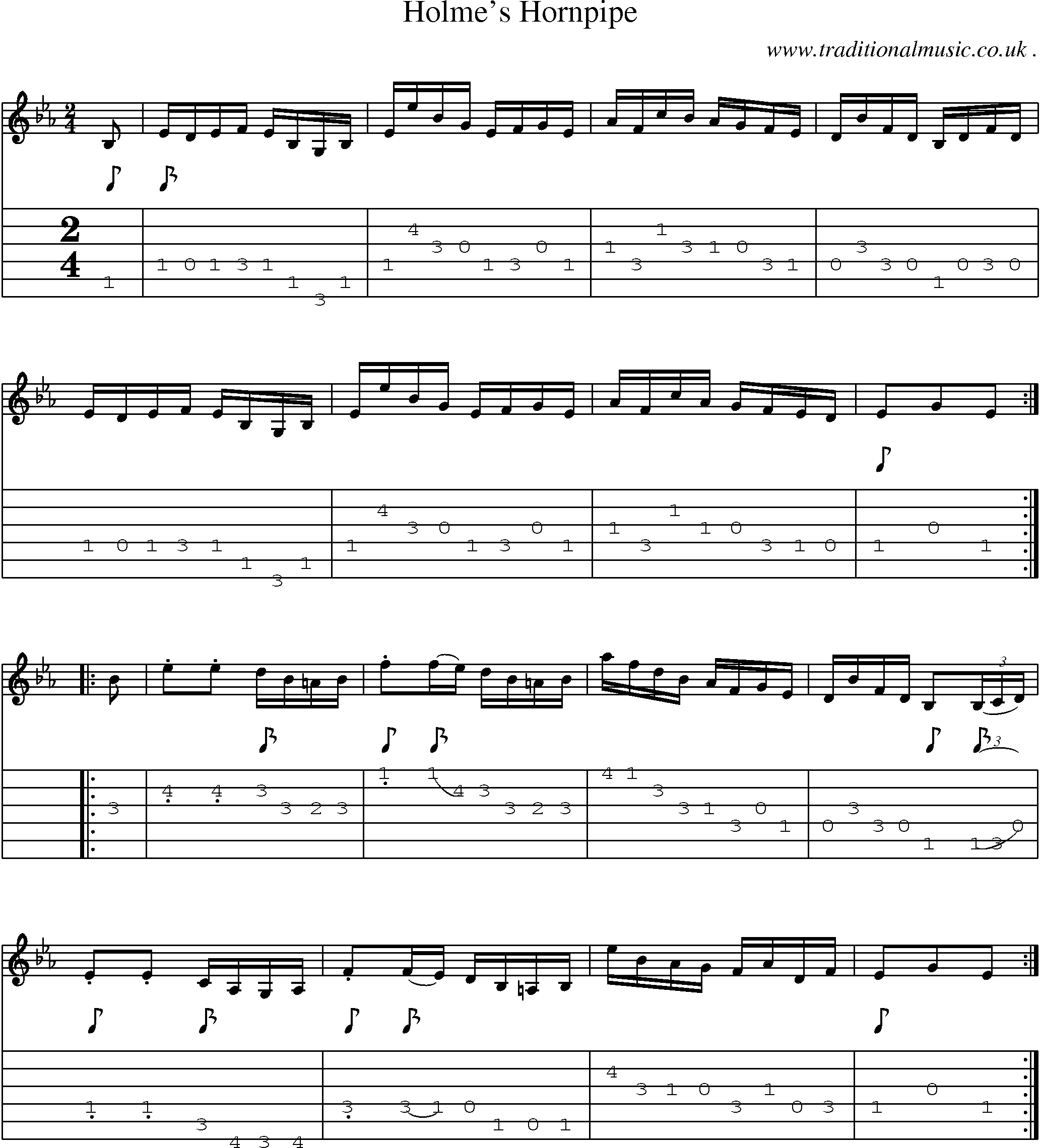 Sheet-Music and Guitar Tabs for Holmes Hornpipe
