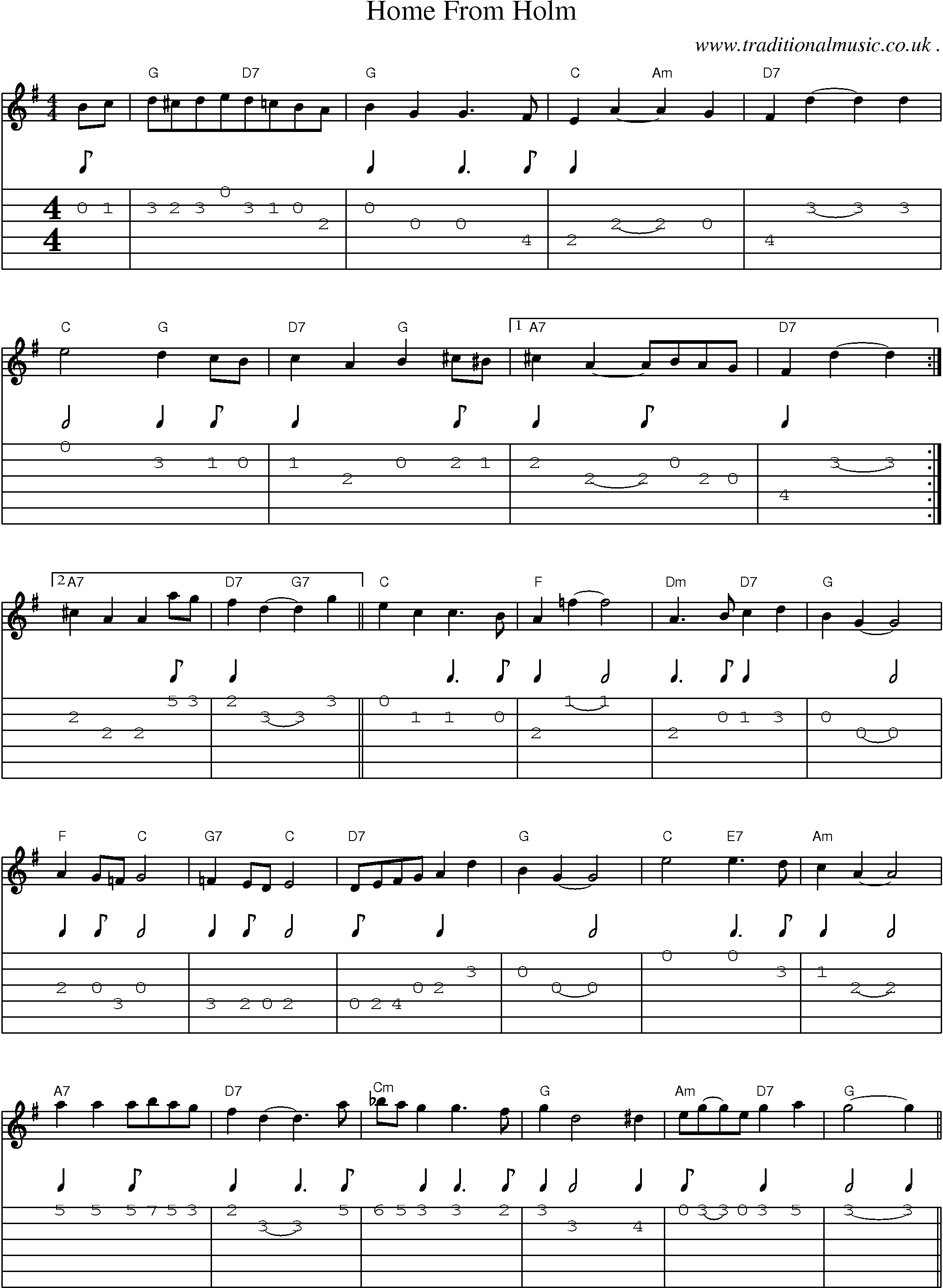 Sheet-Music and Guitar Tabs for Home From Holm