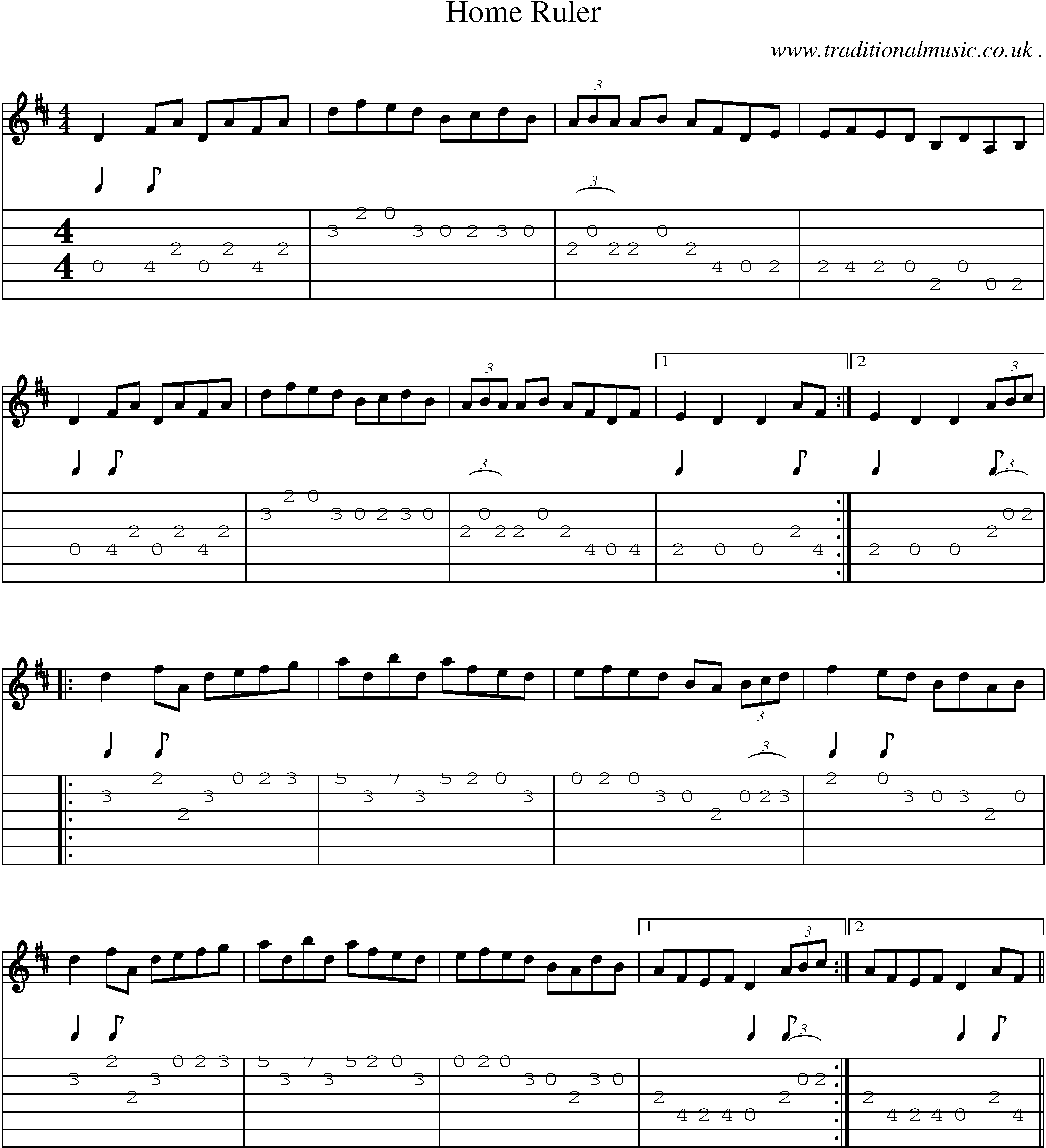 Sheet-Music and Guitar Tabs for Home Ruler