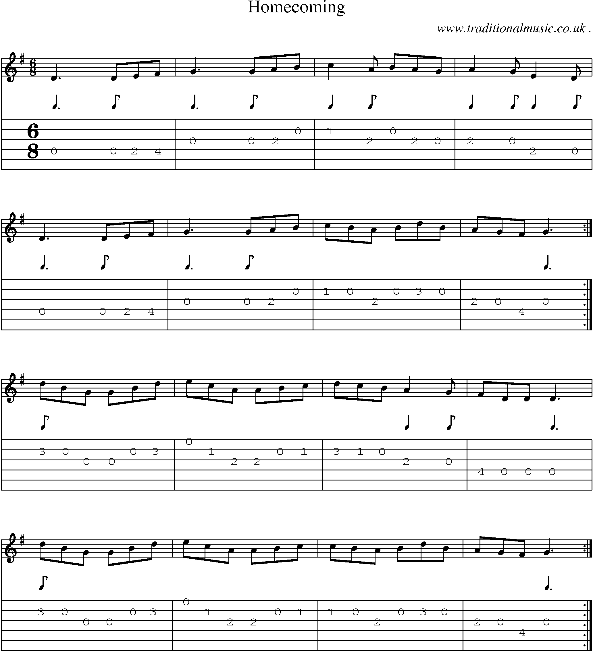 Sheet-Music and Guitar Tabs for Homecoming