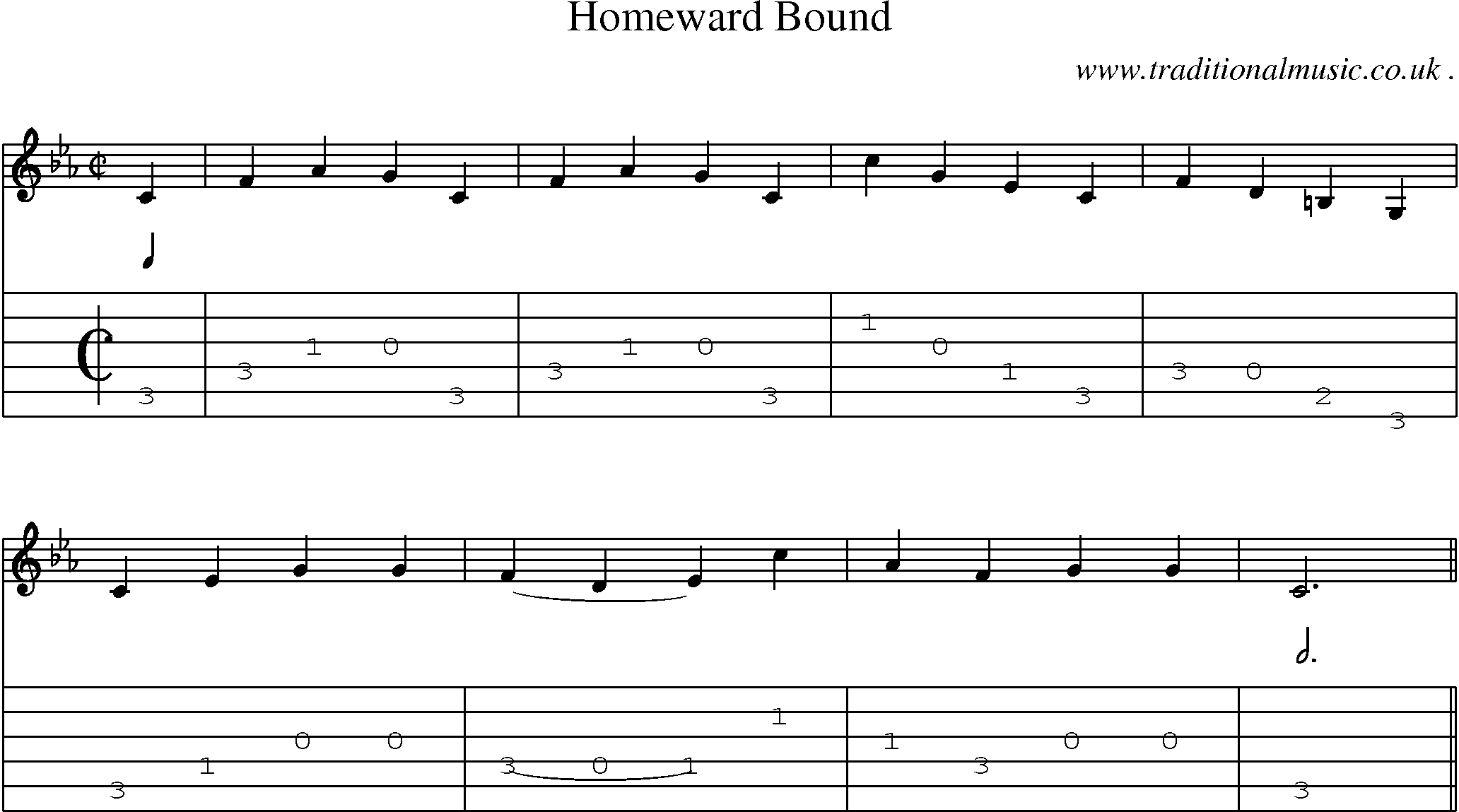 Sheet-Music and Guitar Tabs for Homeward Bound