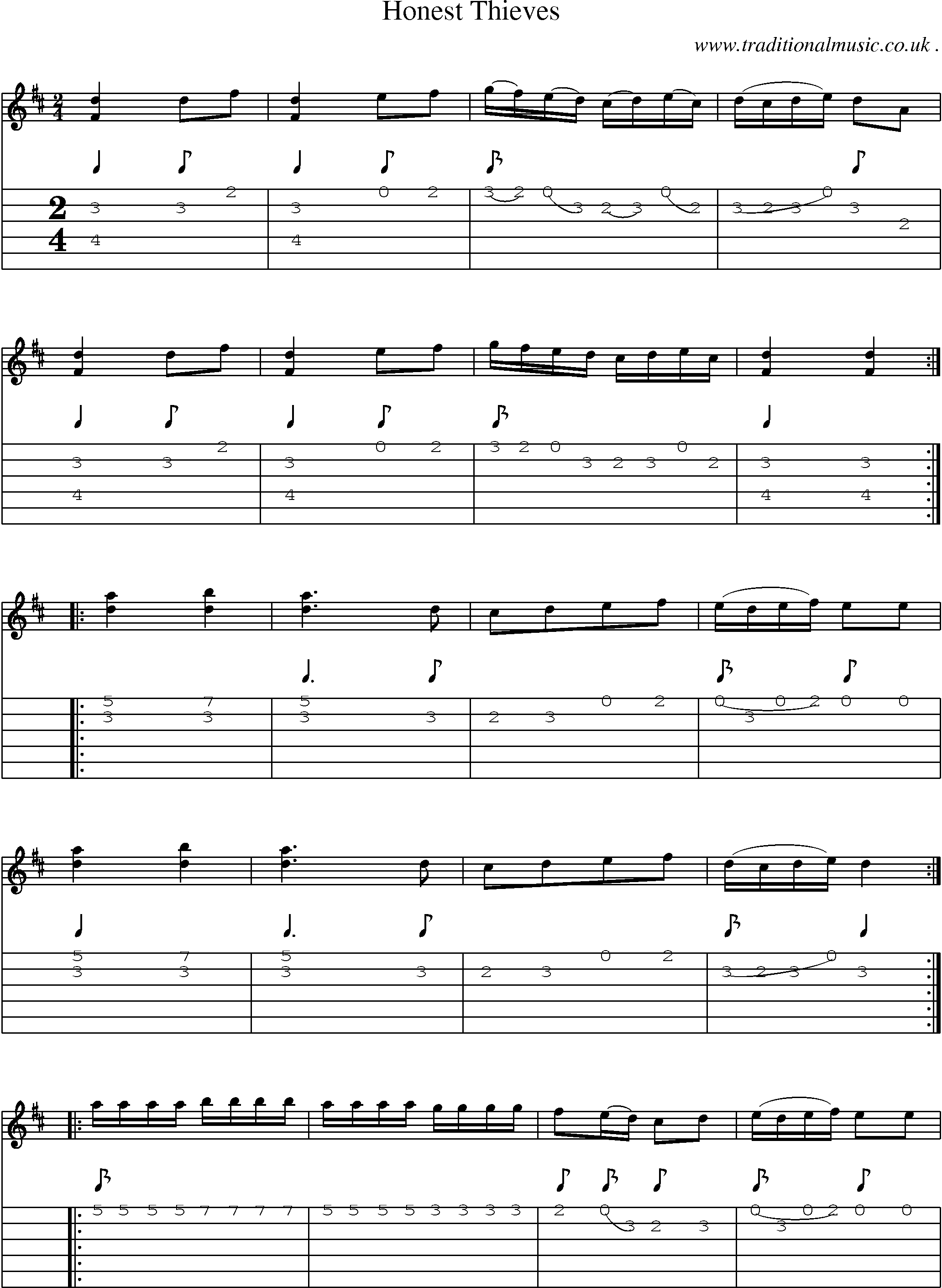 Sheet-Music and Guitar Tabs for Honest Thieves