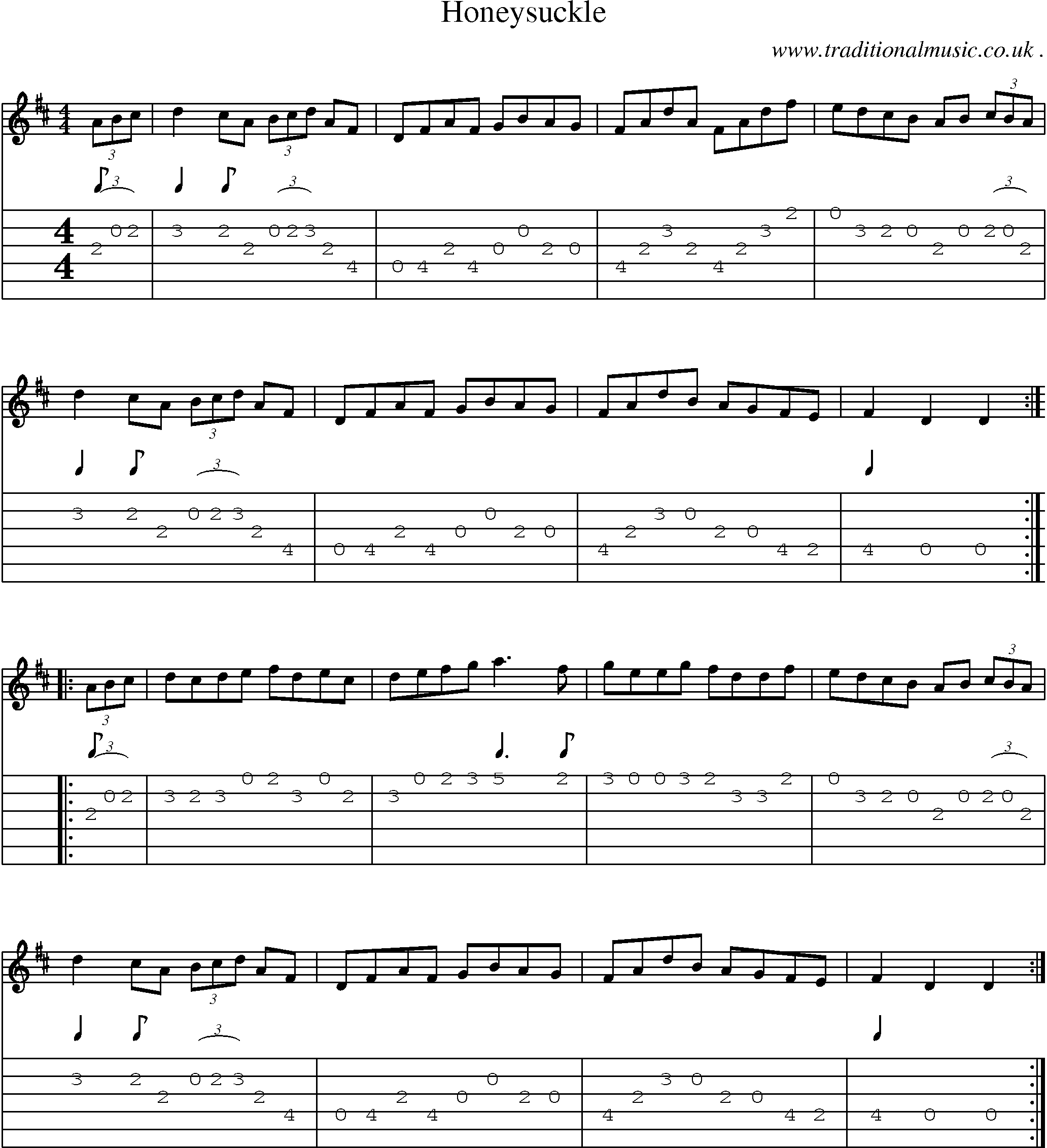 Sheet-Music and Guitar Tabs for Honeysuckle