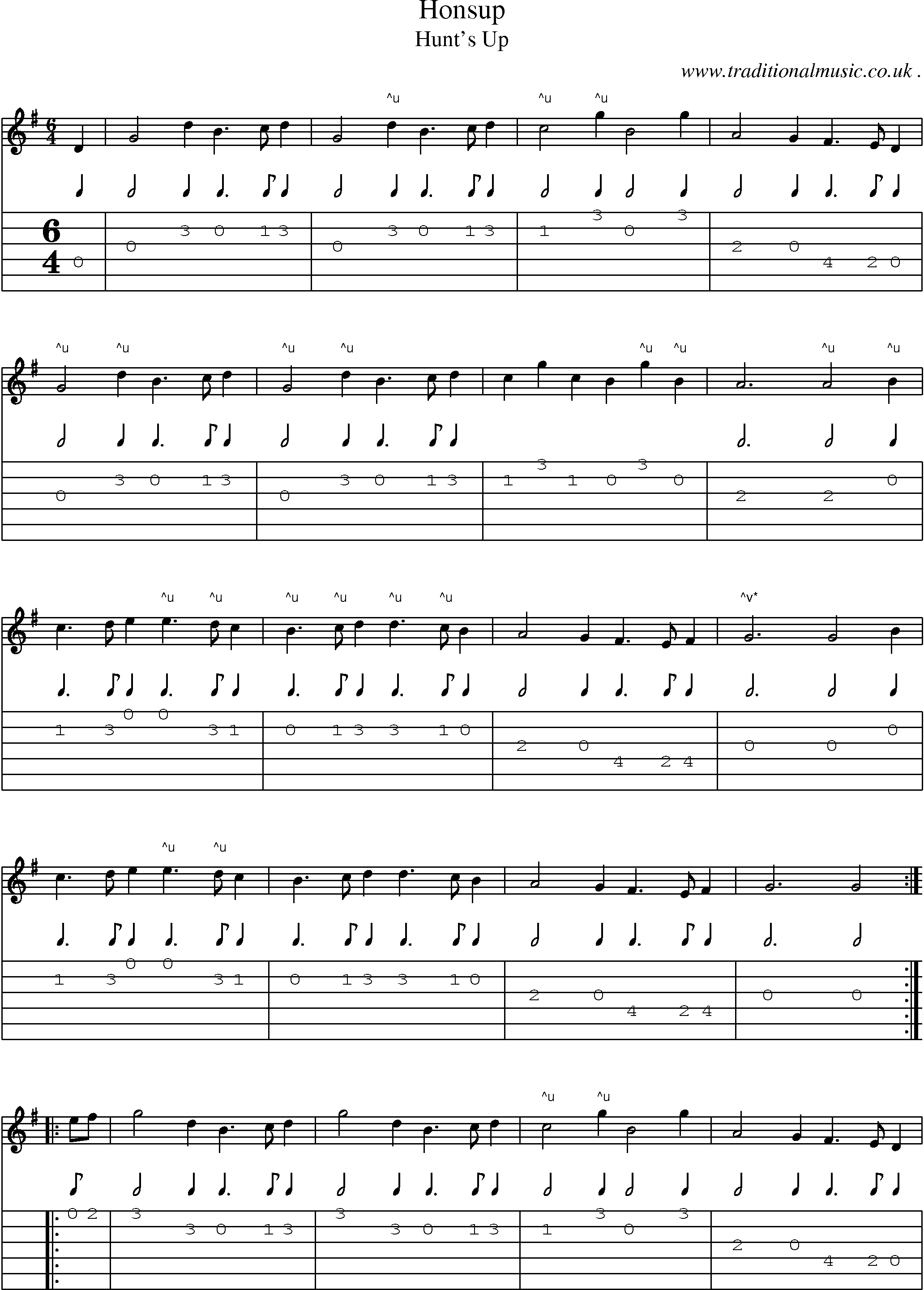 Sheet-Music and Guitar Tabs for Honsup