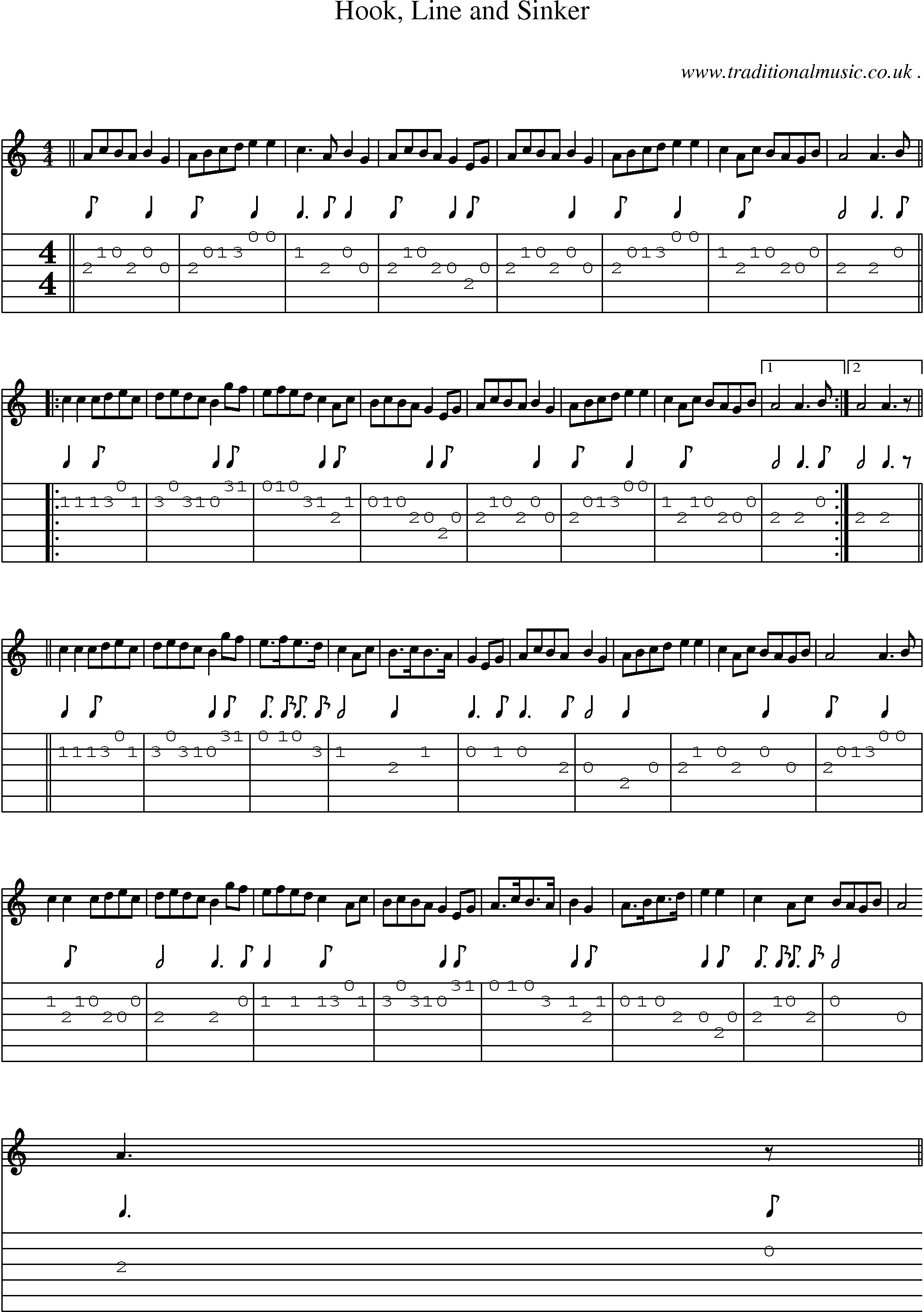 Sheet-Music and Guitar Tabs for Hook Line And Sinker